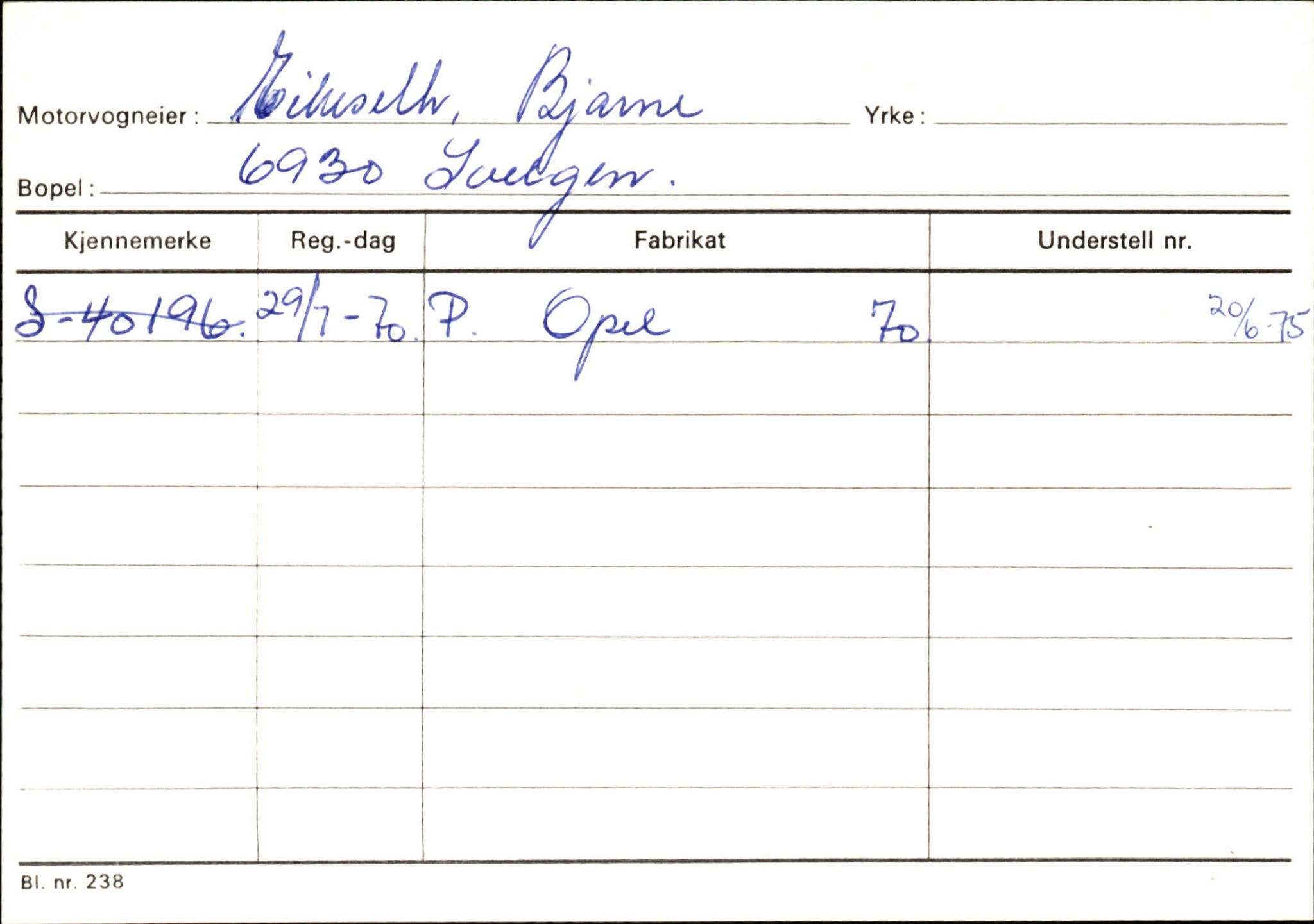 Statens vegvesen, Sogn og Fjordane vegkontor, SAB/A-5301/4/F/L0133: Eigarregister Bremanger A-Å. Gaular A-H, 1945-1975, s. 229