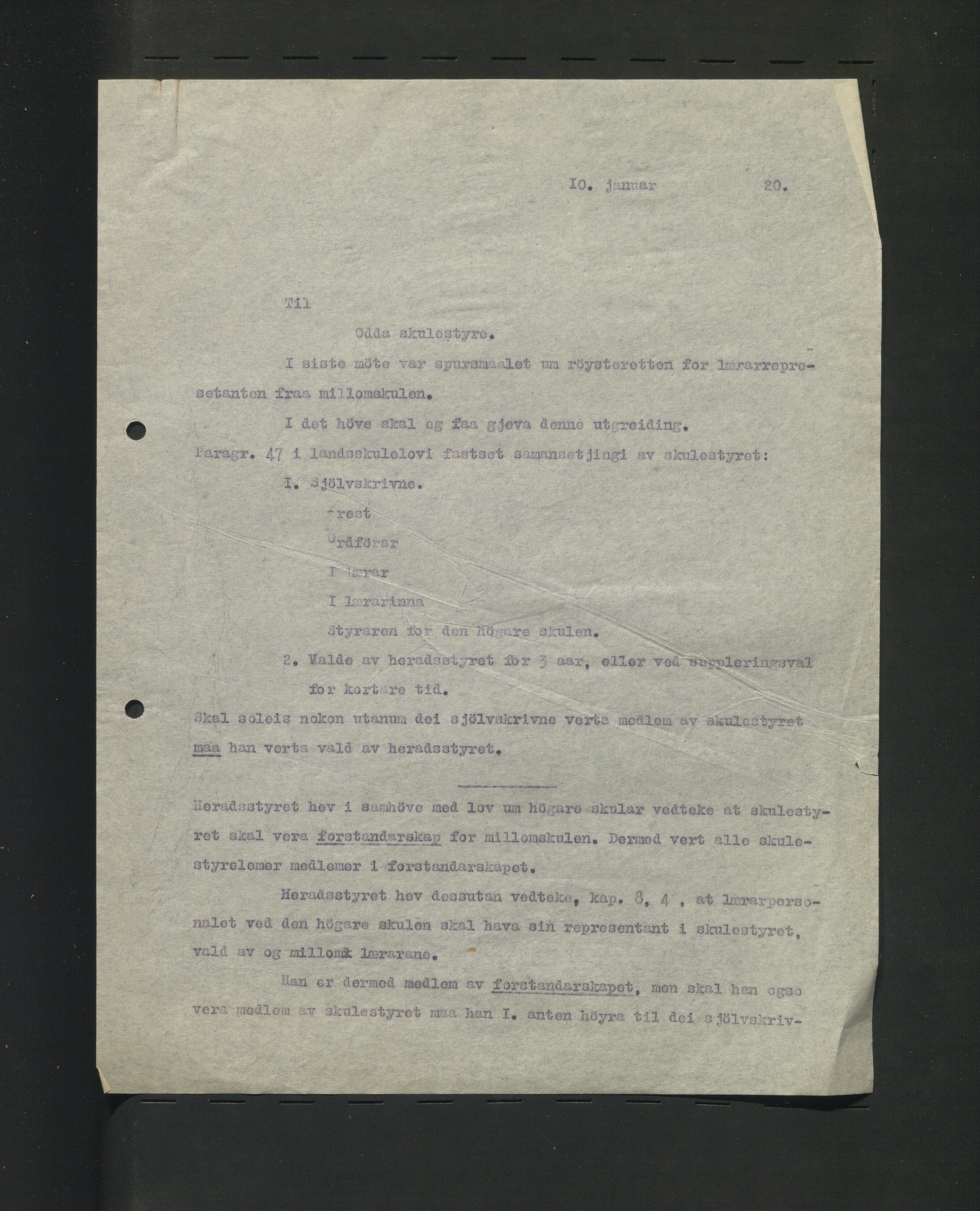 Odda kommune. Skulestyret, IKAH/1228-211/B/Ba/L0001/0002: Kopiar av utgåande brev / Kopiar av utgåande brev , 1920