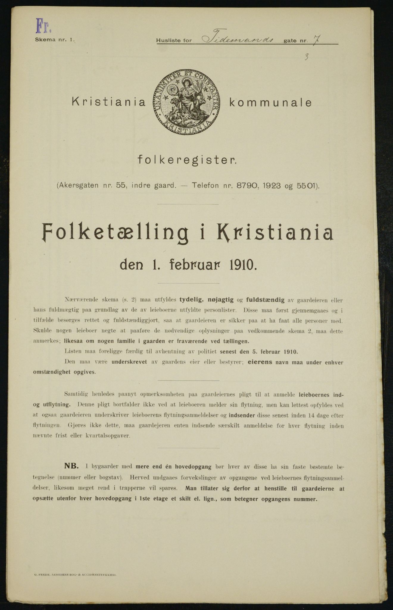 OBA, Kommunal folketelling 1.2.1910 for Kristiania, 1910, s. 105715