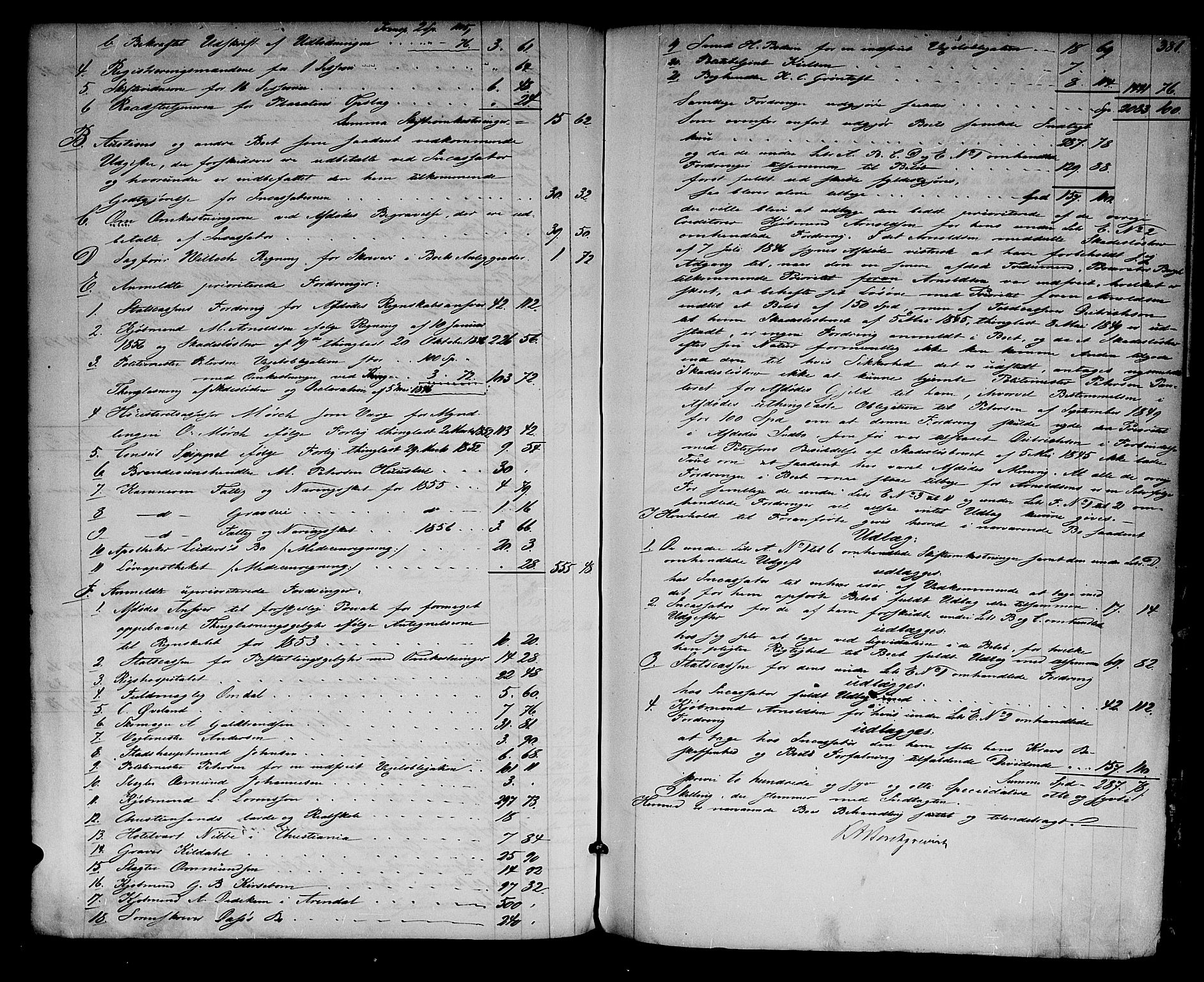 Kristiansand byrett, AV/SAK-1223-0001/H/Hc/L0025: Skifteprotokoll nr. 21, med register, 1852-1857, s. 380b-381a