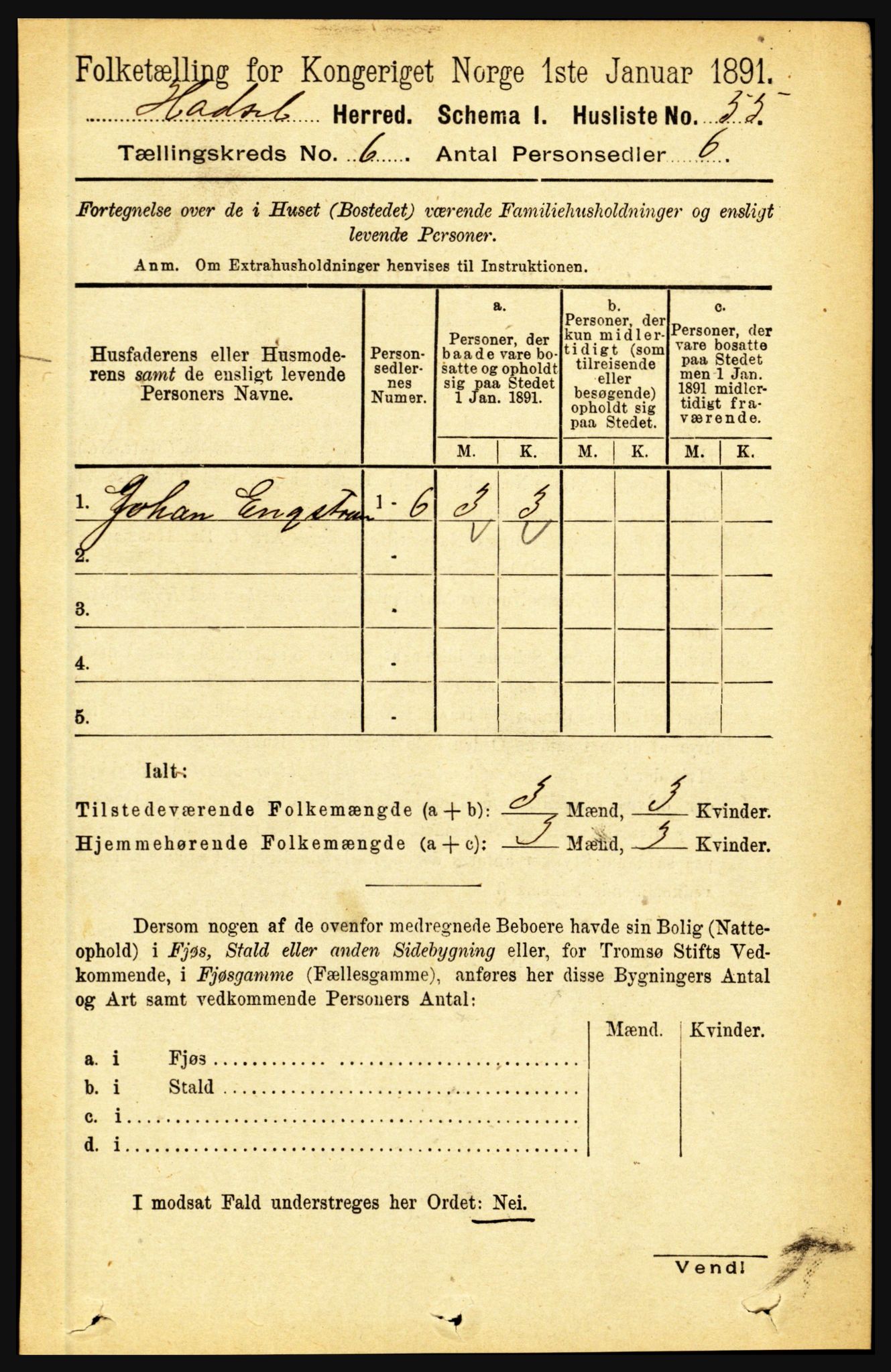 RA, Folketelling 1891 for 1866 Hadsel herred, 1891, s. 2634