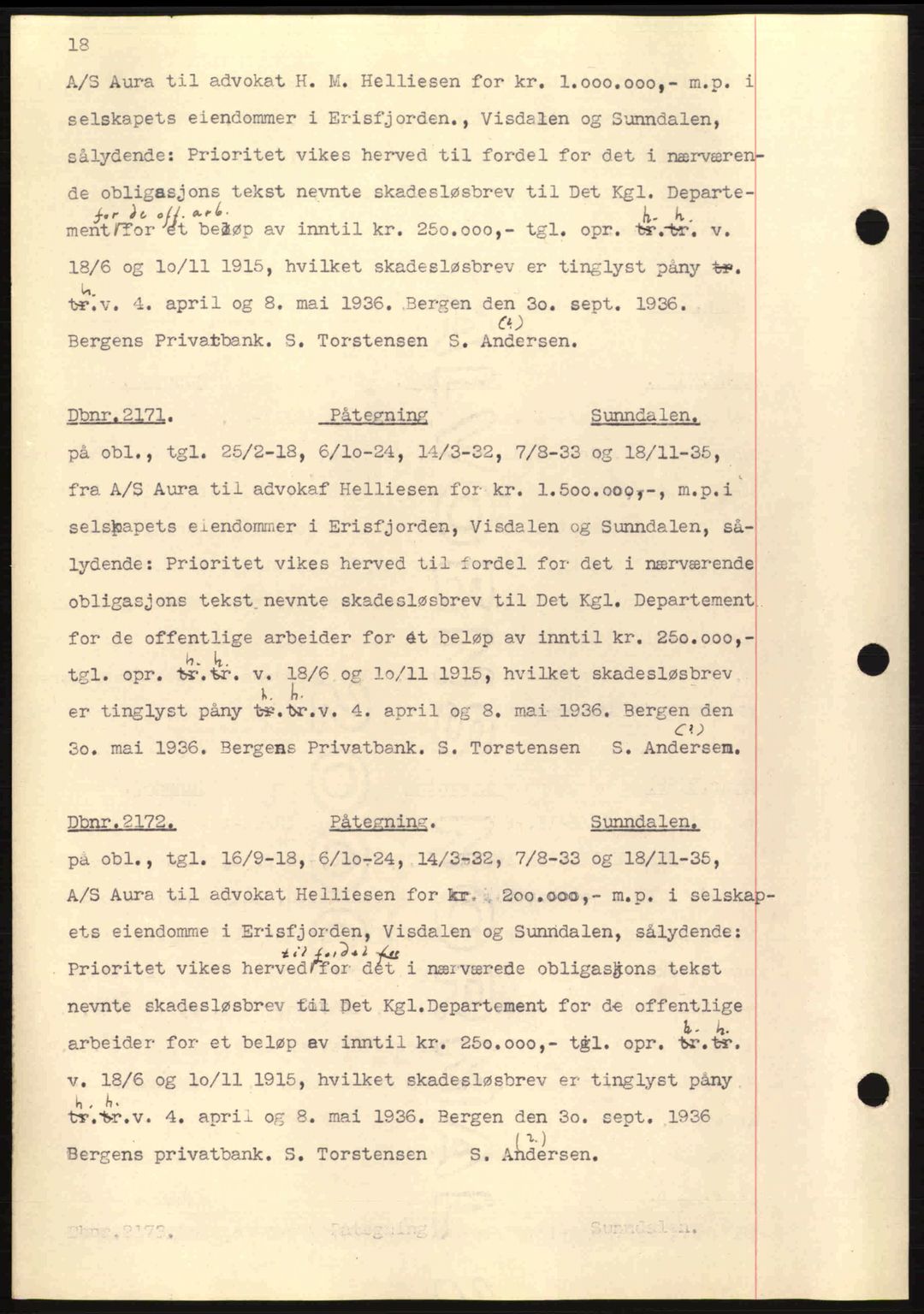 Nordmøre sorenskriveri, SAT/A-4132/1/2/2Ca: Pantebok nr. C80, 1936-1939, Dagboknr: 2171/1936