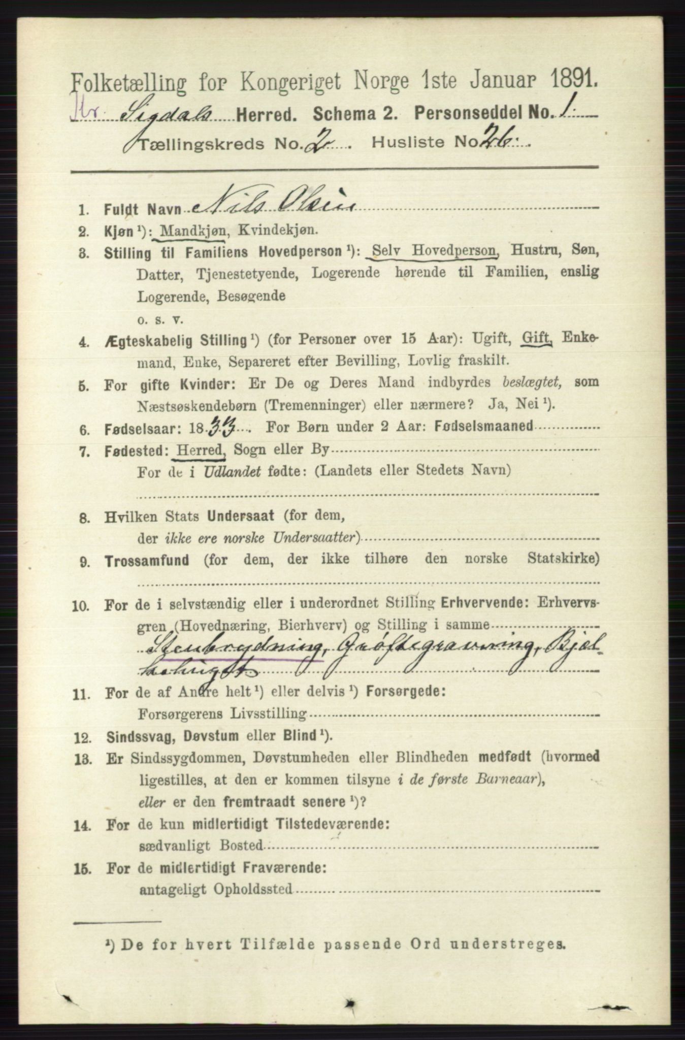 RA, Folketelling 1891 for 0621 Sigdal herred, 1891, s. 5495