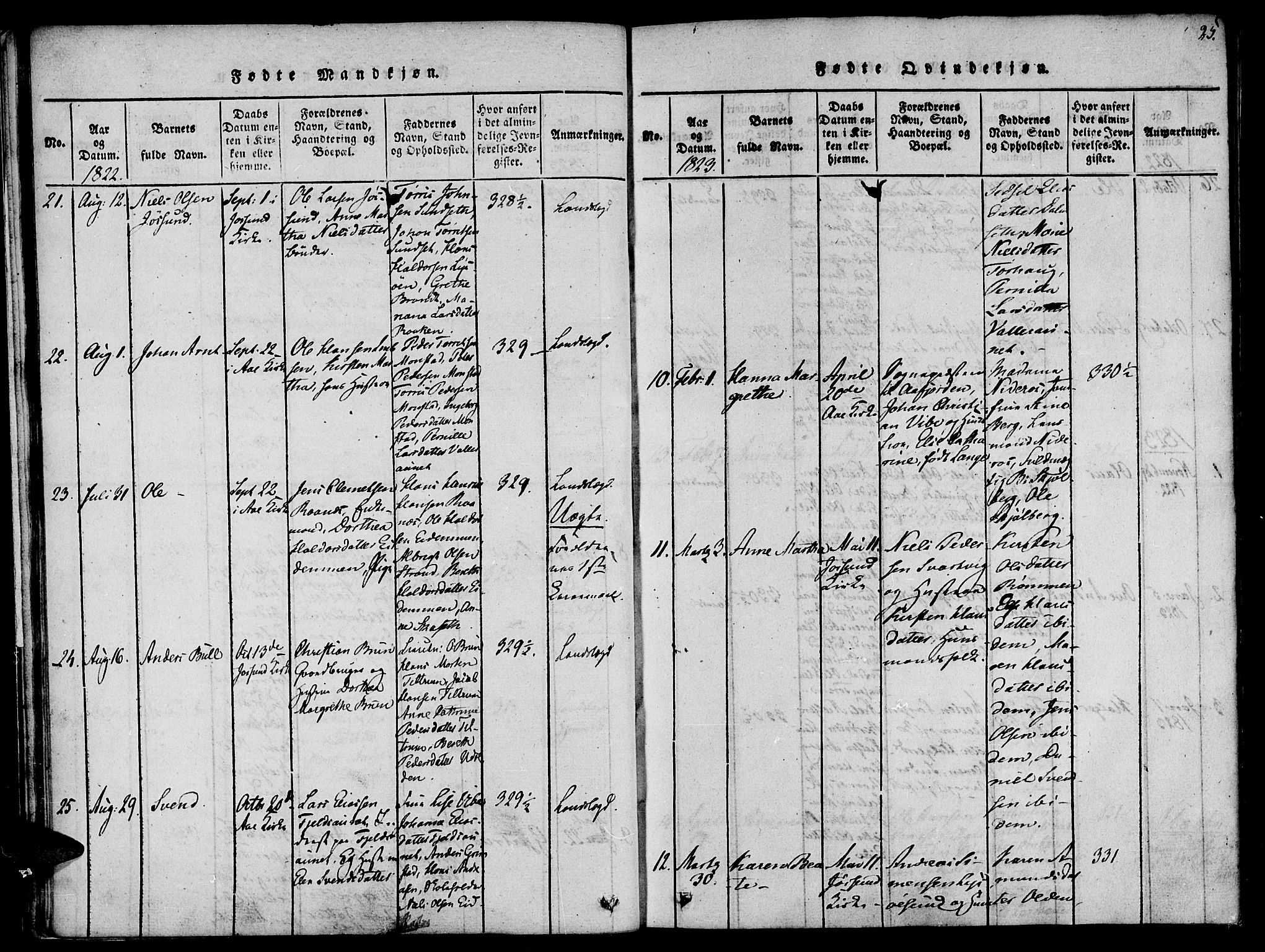 Ministerialprotokoller, klokkerbøker og fødselsregistre - Sør-Trøndelag, SAT/A-1456/655/L0675: Ministerialbok nr. 655A04, 1818-1830, s. 25