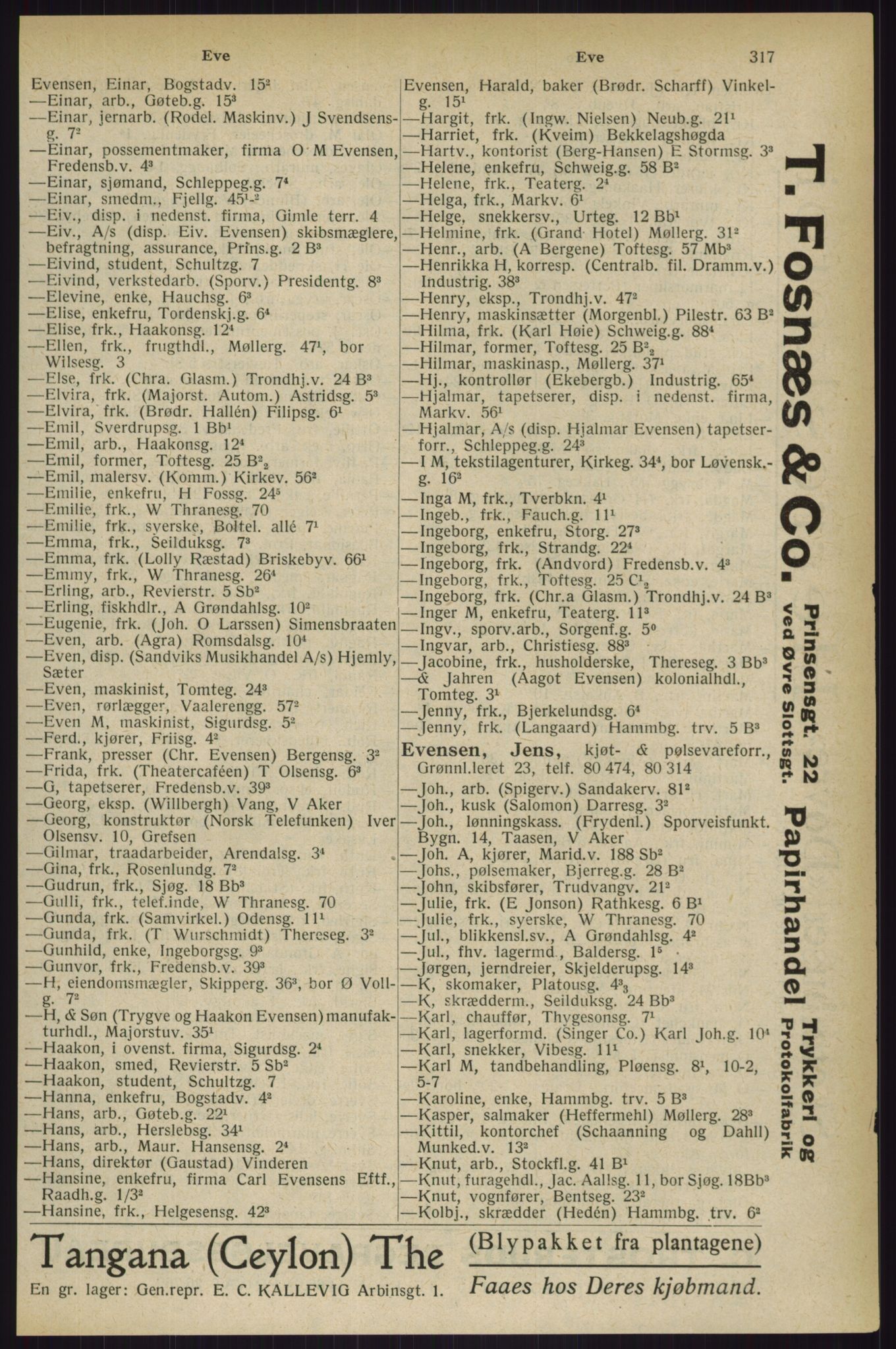 Kristiania/Oslo adressebok, PUBL/-, 1927, s. 317