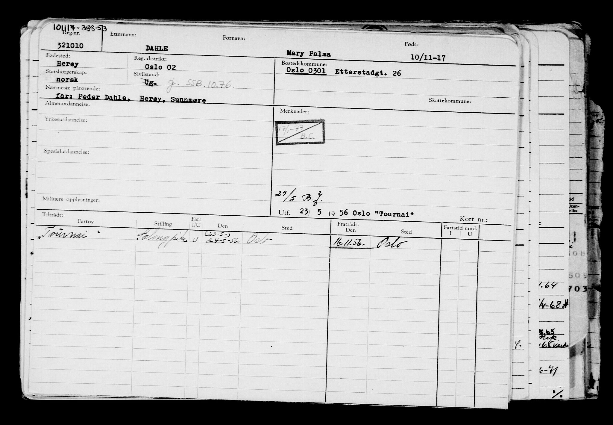Direktoratet for sjømenn, AV/RA-S-3545/G/Gb/L0153: Hovedkort, 1917, s. 163