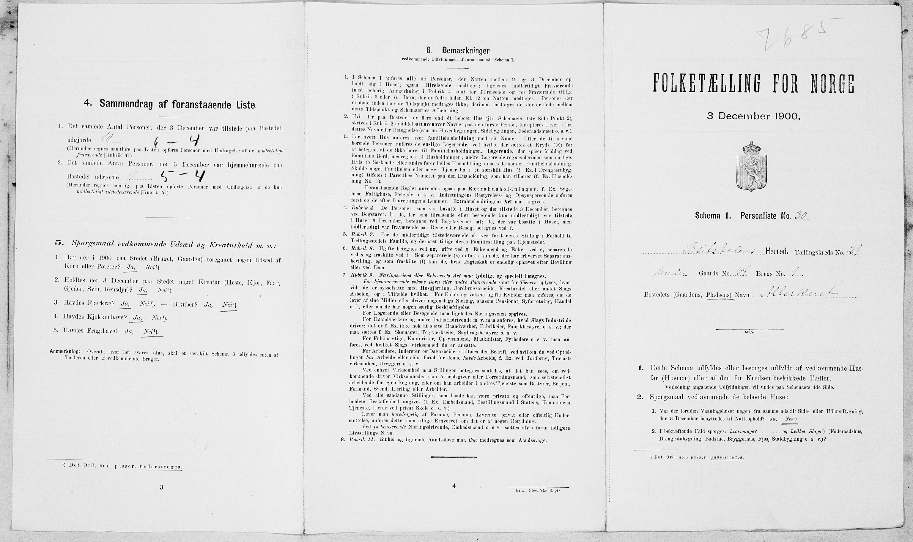 SAT, Folketelling 1900 for 1727 Beitstad herred, 1900, s. 1490