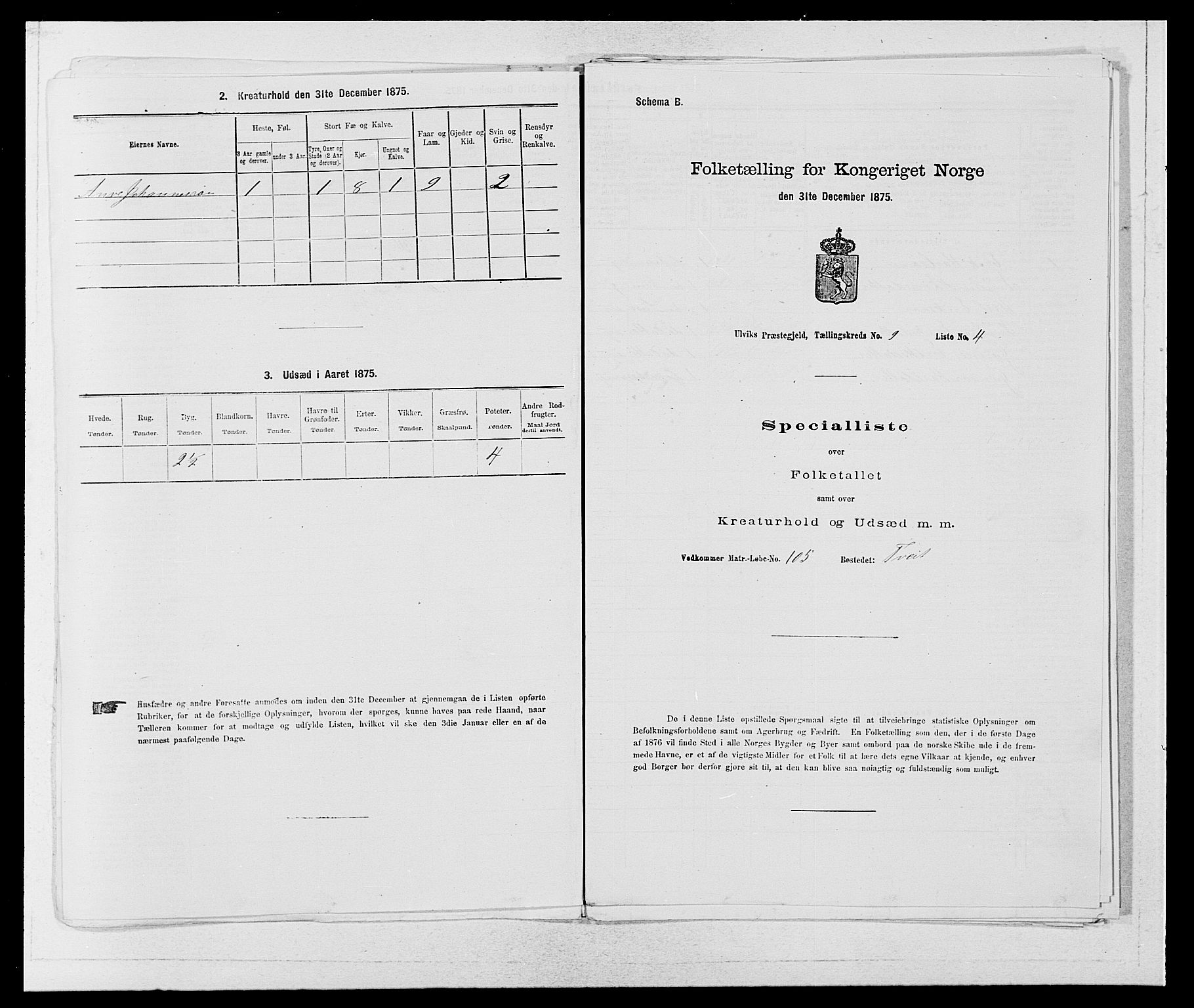 SAB, Folketelling 1875 for 1233P Ulvik prestegjeld, 1875, s. 1463