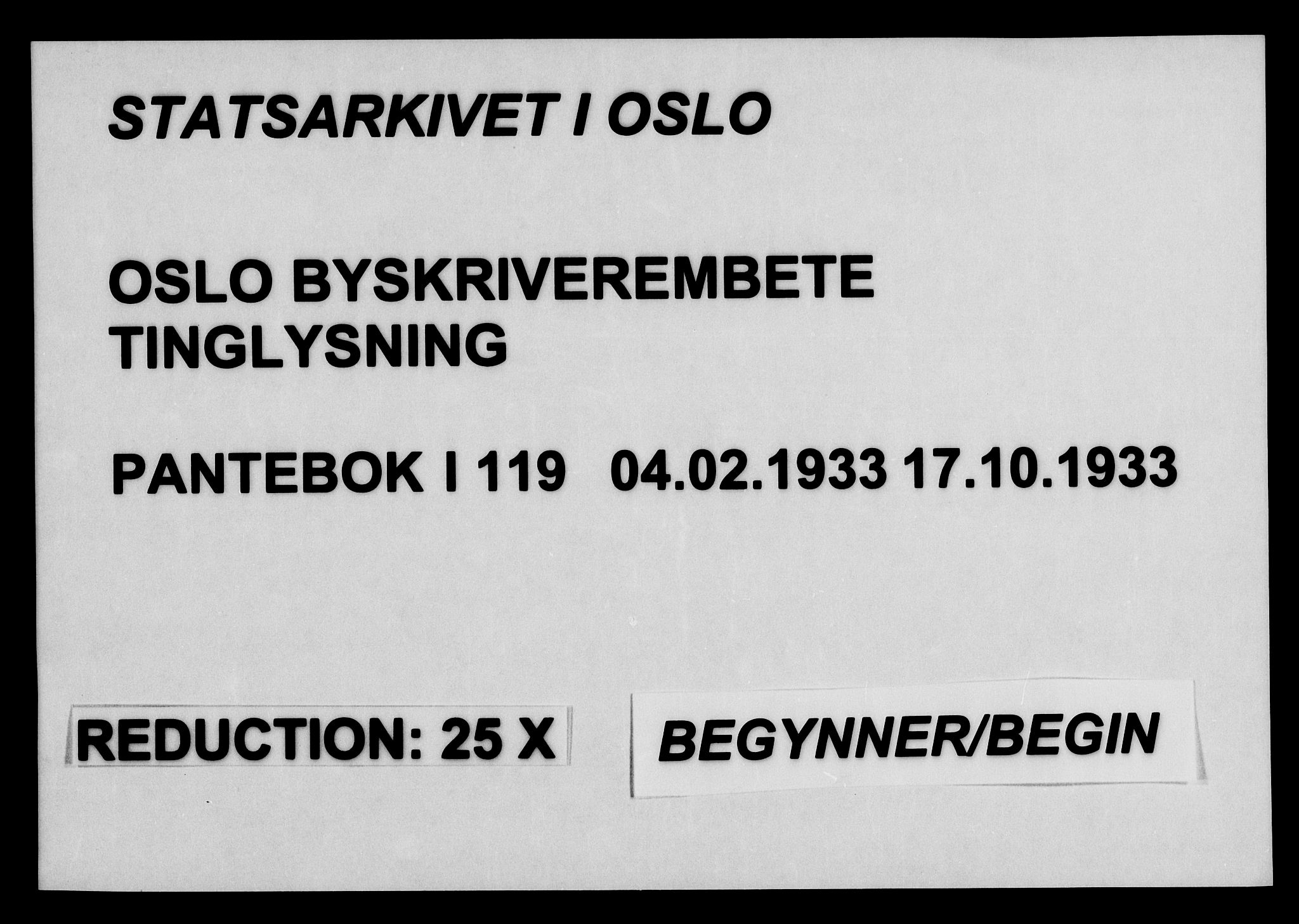 Oslo byskriverembete, SAO/A-10227/G/Gb/Gbb/Gbba/L0119: Pantebok nr. I 119, 1933-1933