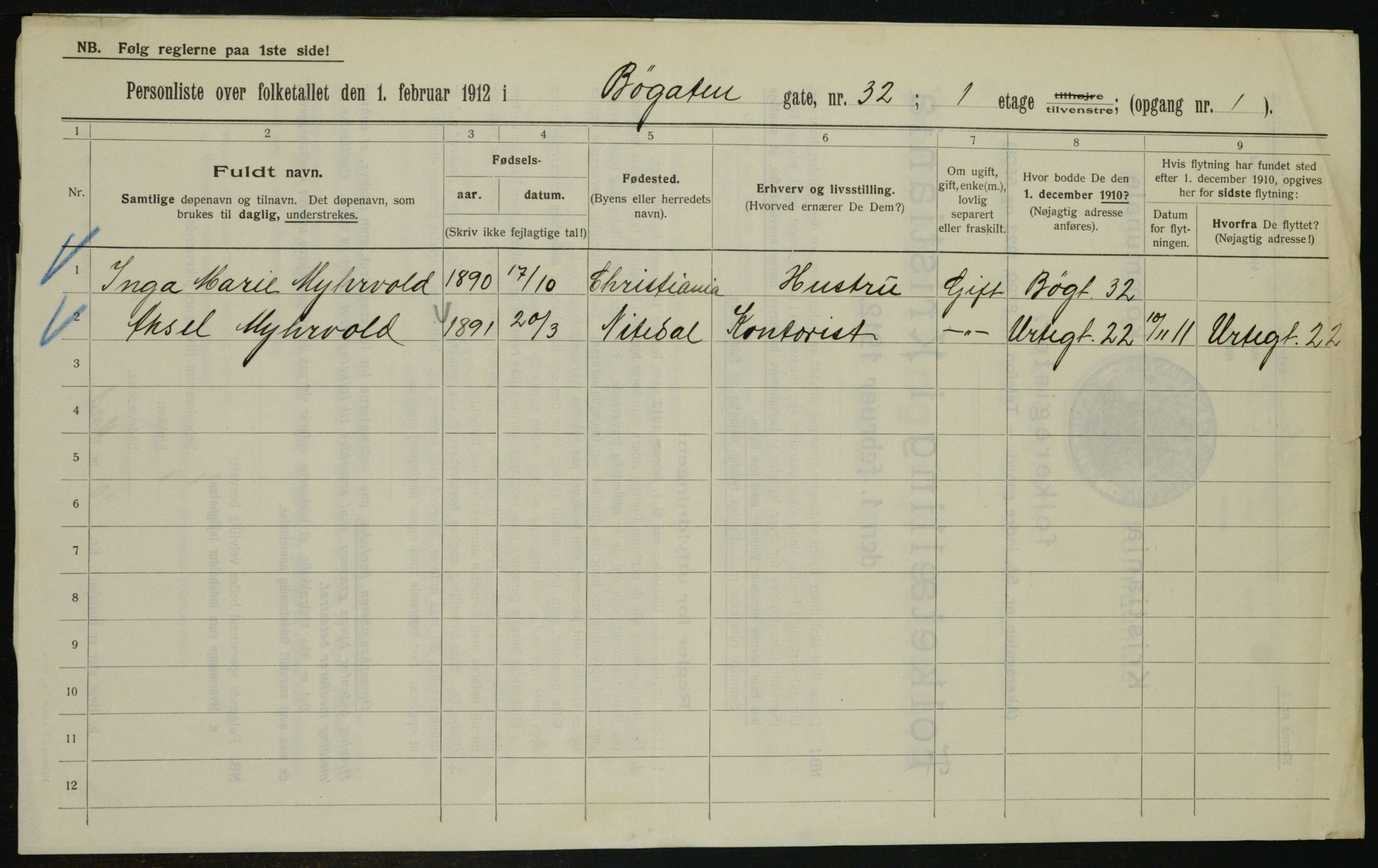 OBA, Kommunal folketelling 1.2.1912 for Kristiania, 1912, s. 11234