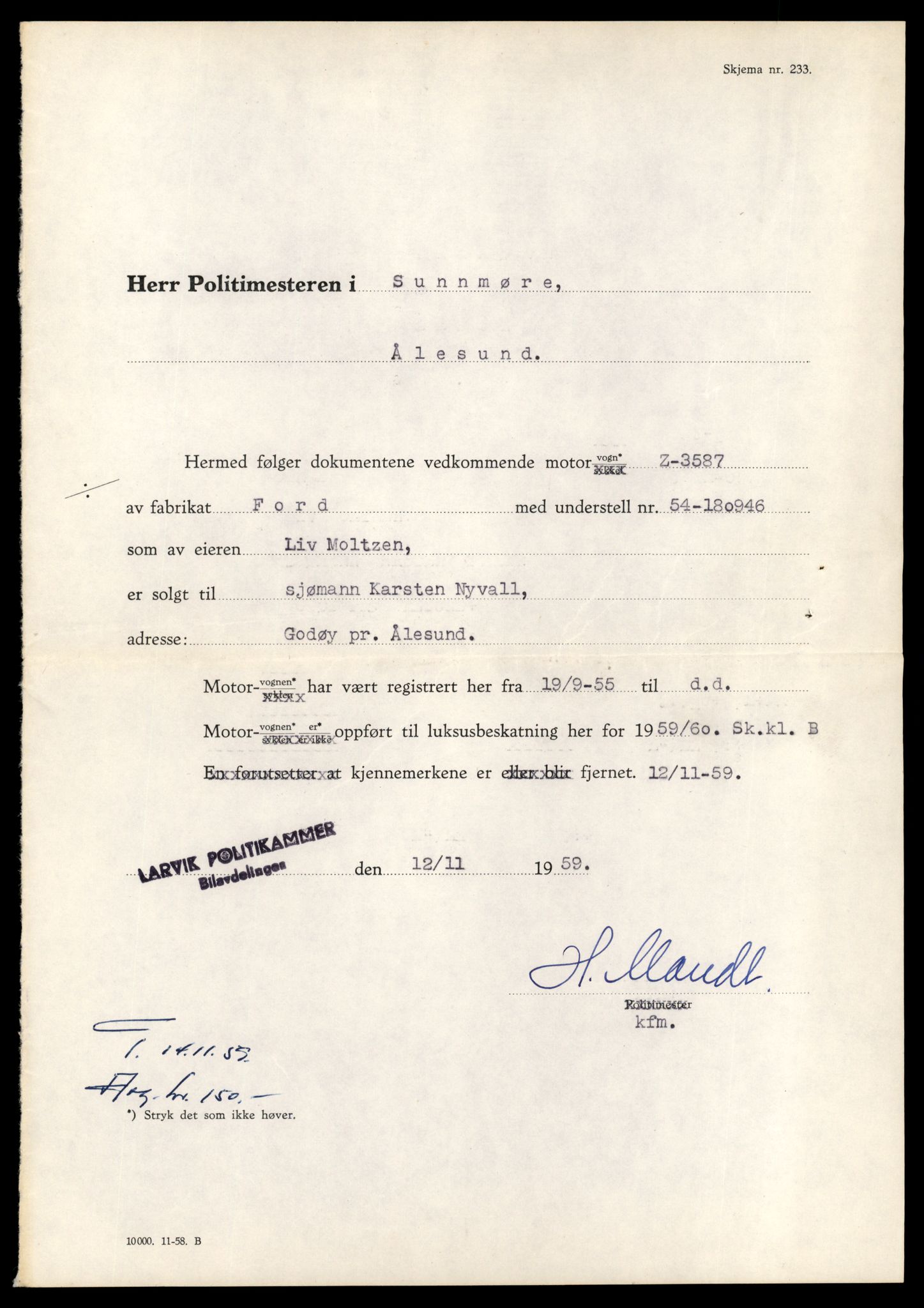 Møre og Romsdal vegkontor - Ålesund trafikkstasjon, AV/SAT-A-4099/F/Fe/L0042: Registreringskort for kjøretøy T 13906 - T 14079, 1927-1998, s. 2923