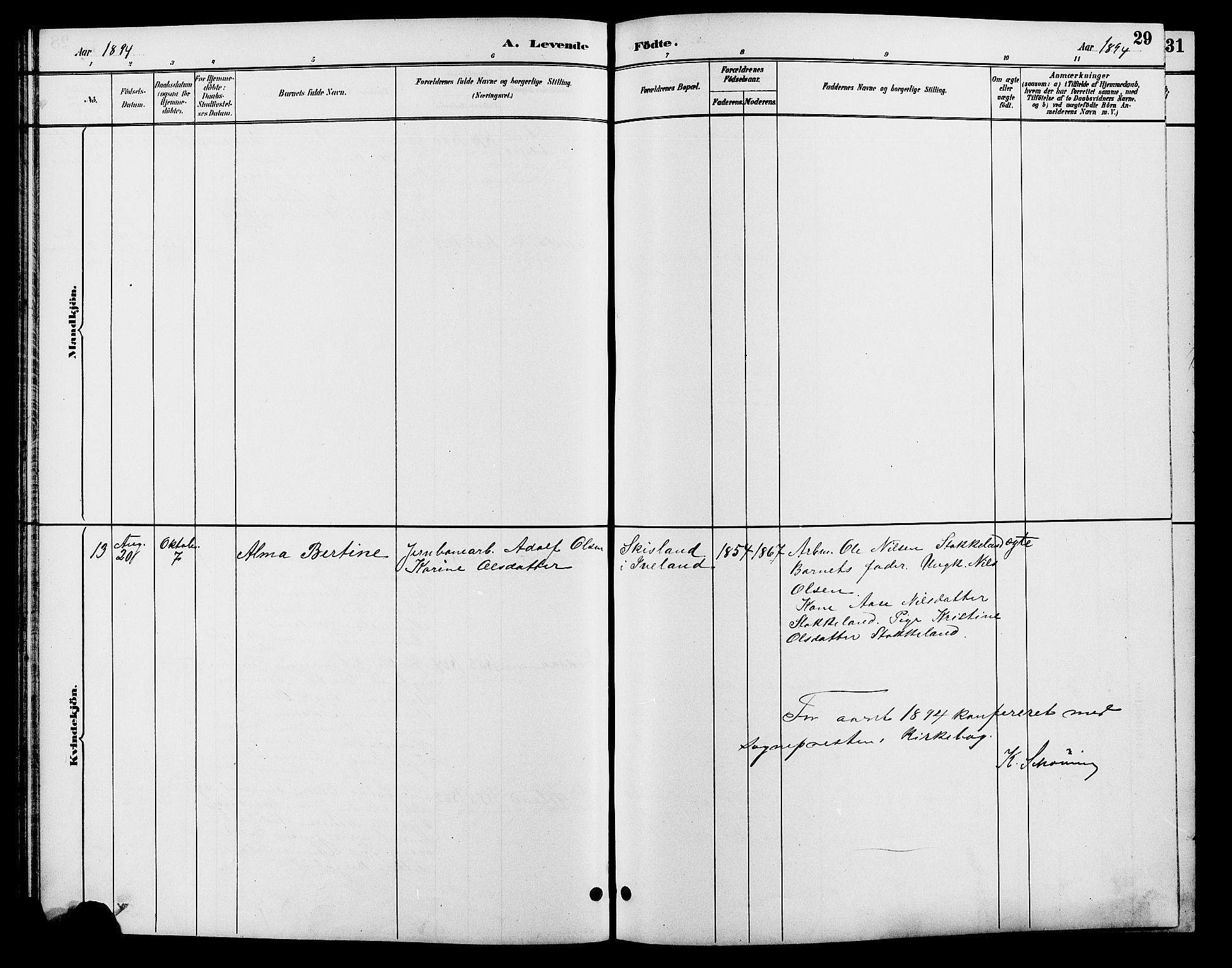 Søgne sokneprestkontor, SAK/1111-0037/F/Fb/Fba/L0004: Klokkerbok nr. B 4, 1888-1903, s. 29