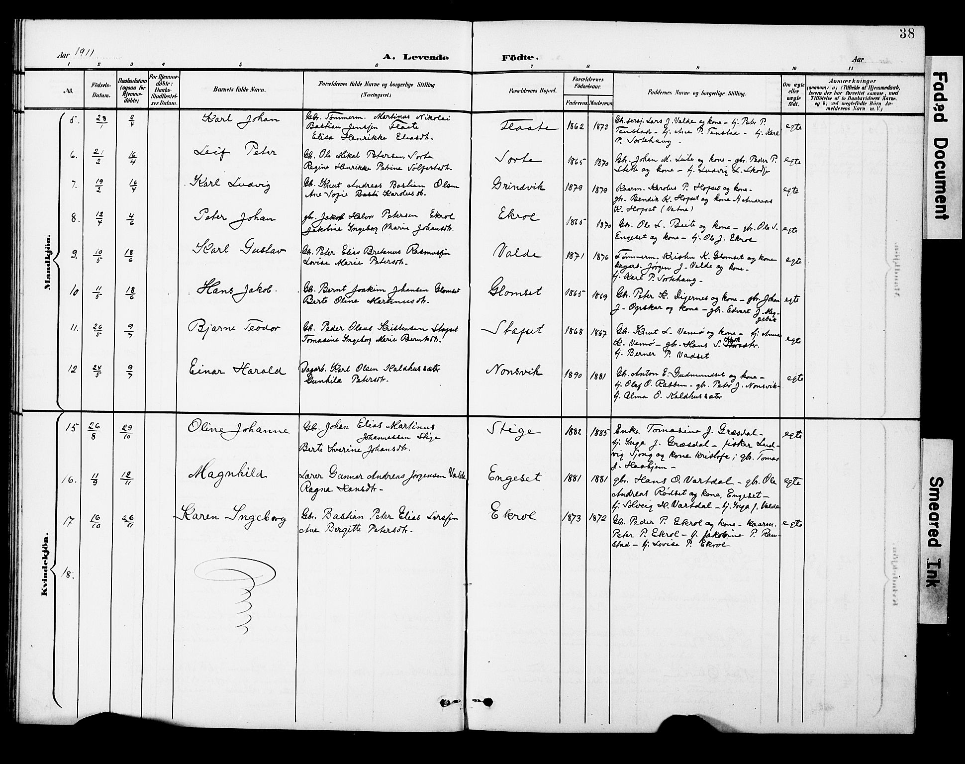 Ministerialprotokoller, klokkerbøker og fødselsregistre - Møre og Romsdal, AV/SAT-A-1454/524/L0366: Klokkerbok nr. 524C07, 1900-1931, s. 38