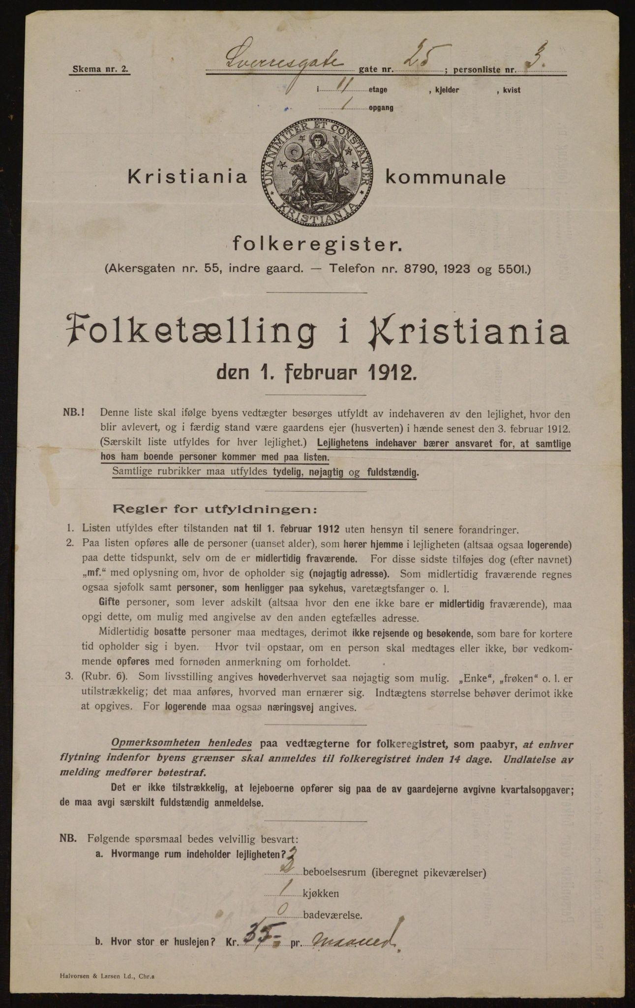 OBA, Kommunal folketelling 1.2.1912 for Kristiania, 1912, s. 106125