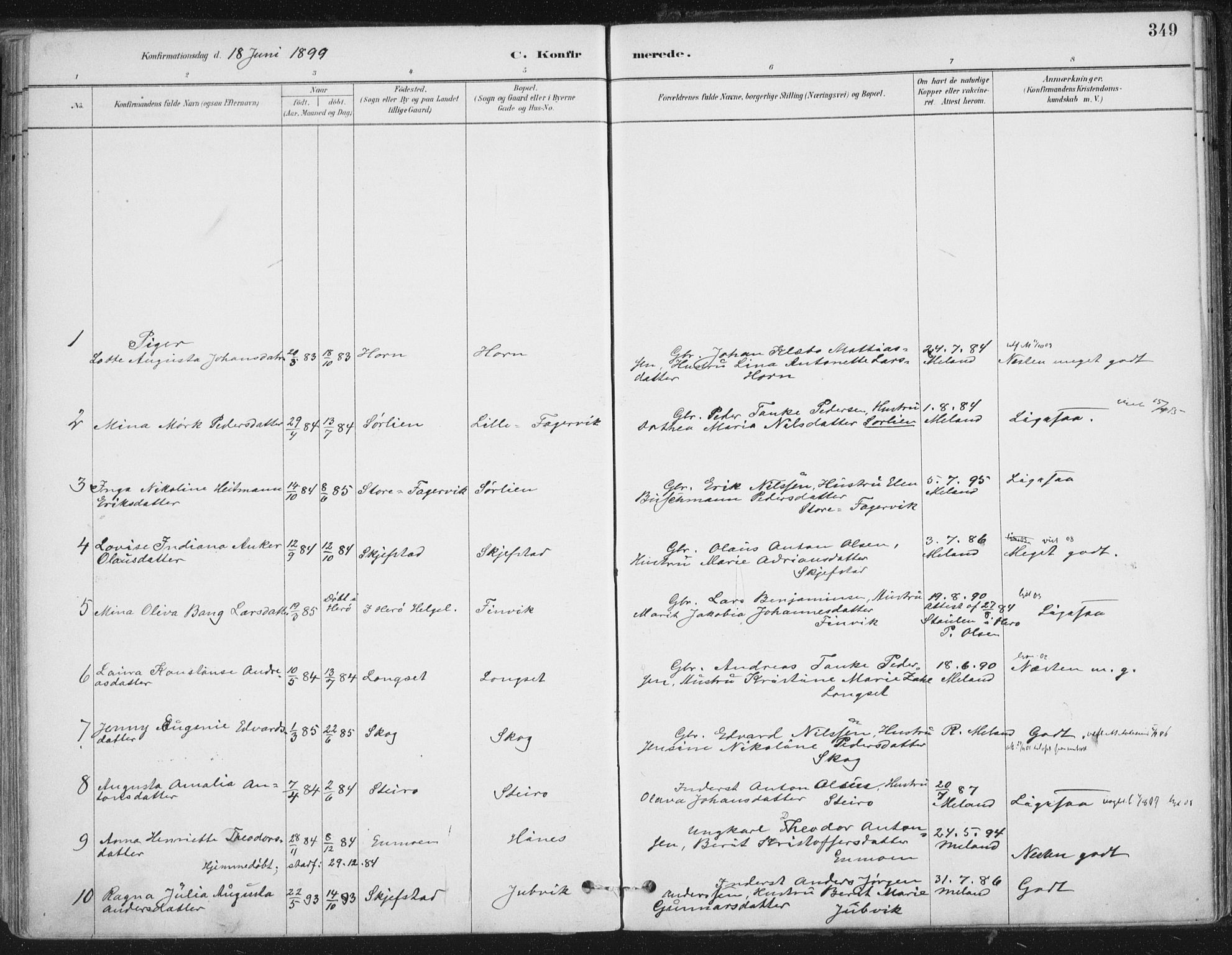 Ministerialprotokoller, klokkerbøker og fødselsregistre - Nordland, AV/SAT-A-1459/838/L0552: Ministerialbok nr. 838A10, 1880-1910, s. 349