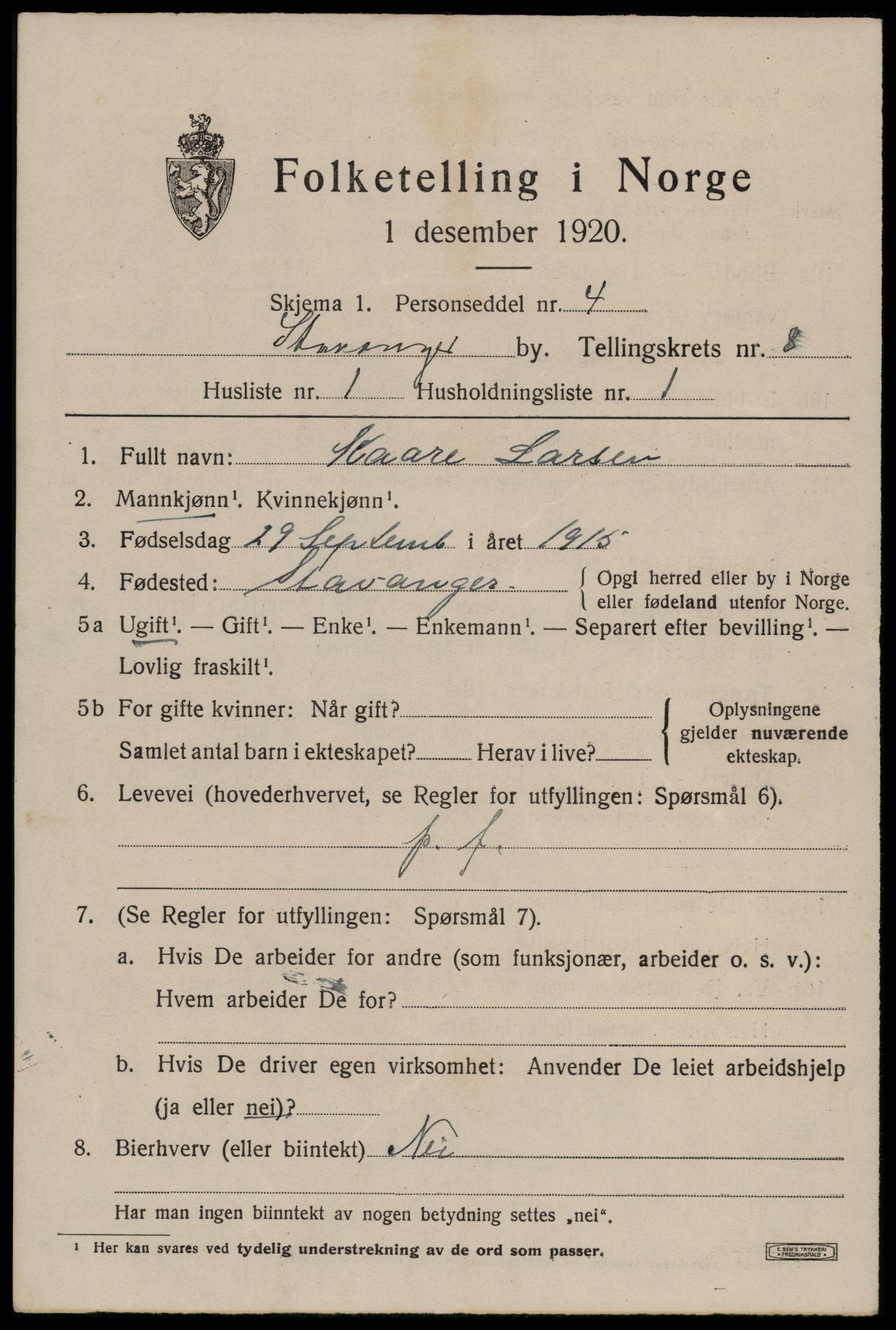 SAST, Folketelling 1920 for 1103 Stavanger kjøpstad, 1920, s. 47076