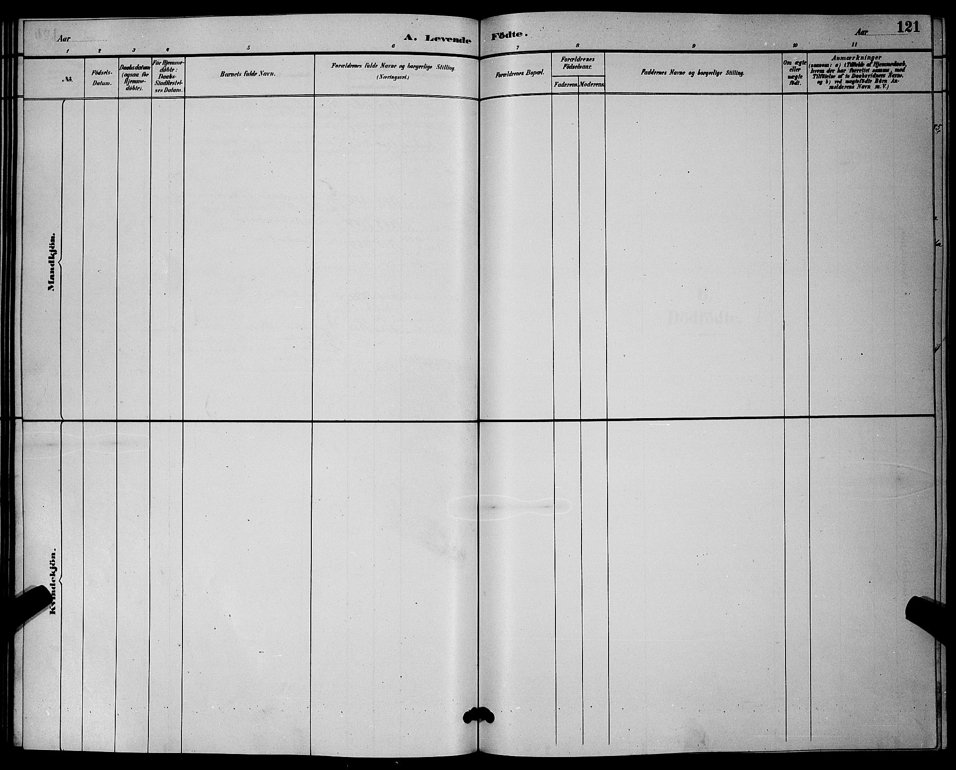 Solum kirkebøker, SAKO/A-306/G/Ga/L0007: Klokkerbok nr. I 7, 1884-1898, s. 121