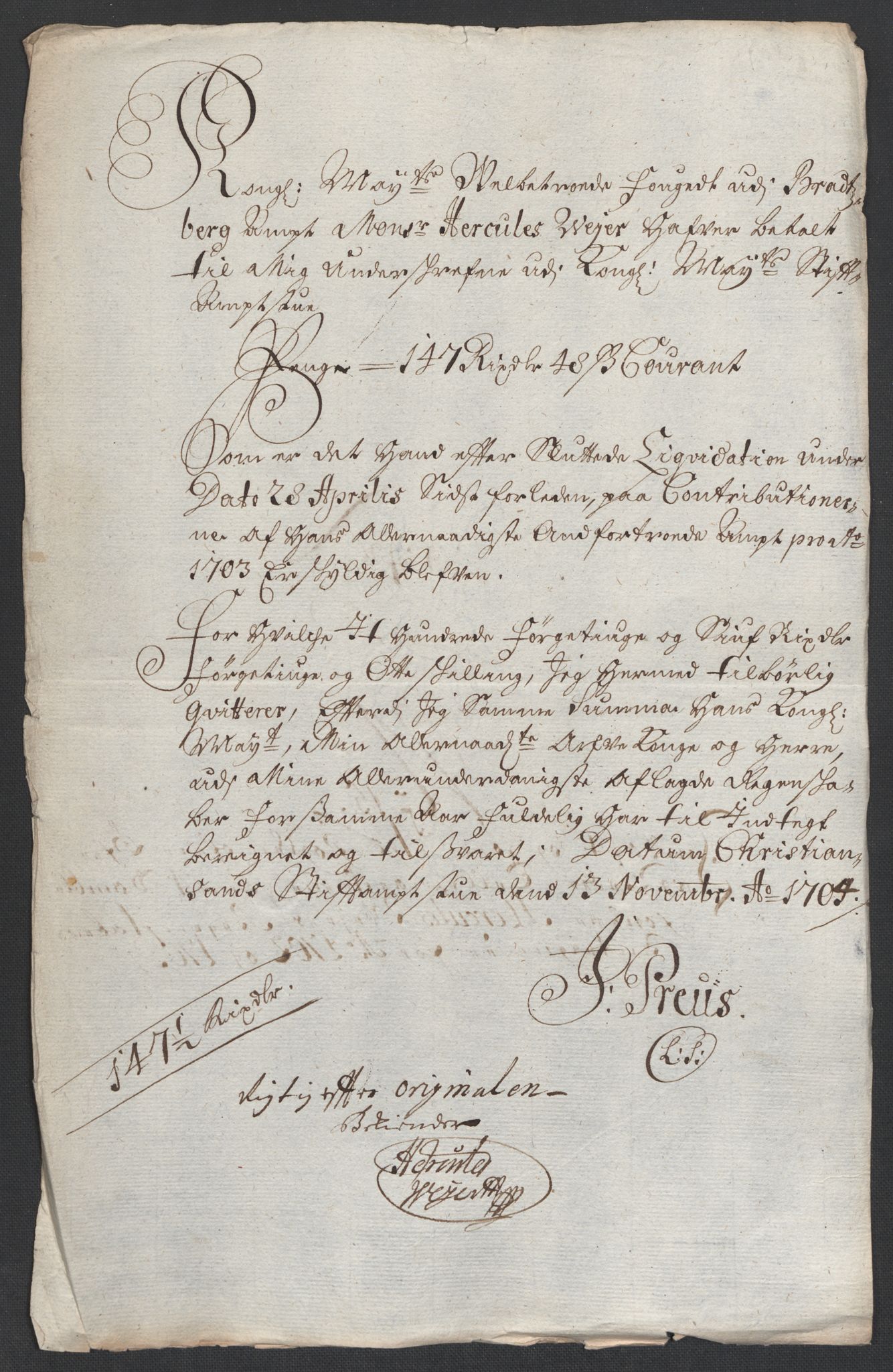 Rentekammeret inntil 1814, Reviderte regnskaper, Fogderegnskap, AV/RA-EA-4092/R36/L2110: Fogderegnskap Øvre og Nedre Telemark og Bamble, 1703, s. 195