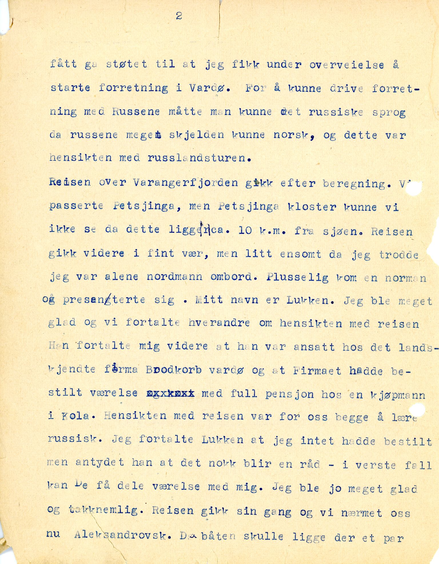 Marius Bratsbergs reise til Kola i 1907, VAMU/A-0051/F/L0001: Reiseskildring. Marius Bratsberg til Kola 1907, 1907-1908