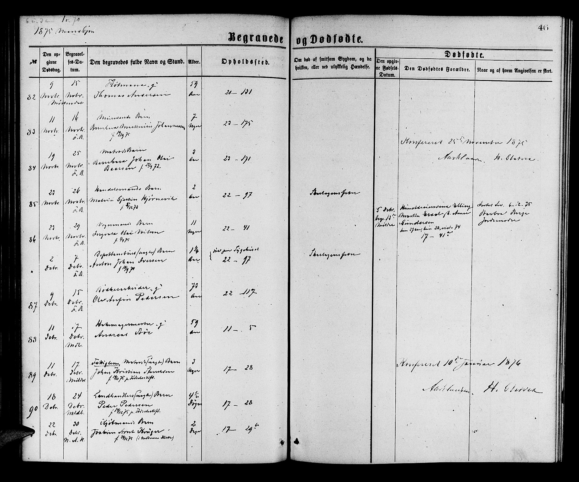 Korskirken sokneprestembete, AV/SAB-A-76101/H/Hab: Klokkerbok nr. E 3, 1871-1883, s. 46