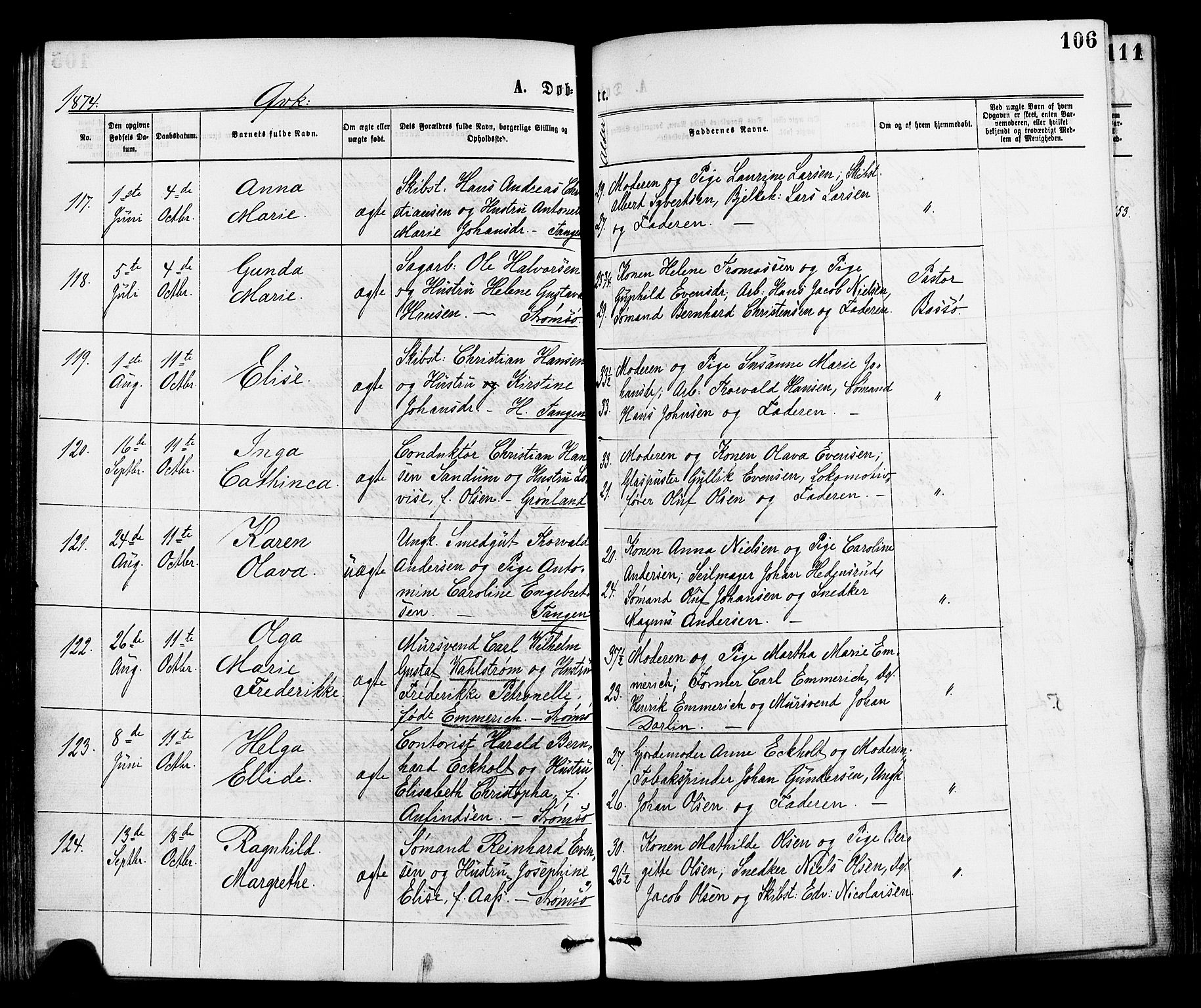Strømsø kirkebøker, AV/SAKO-A-246/F/Fa/L0019: Ministerialbok nr. I 19, 1874-1877, s. 106