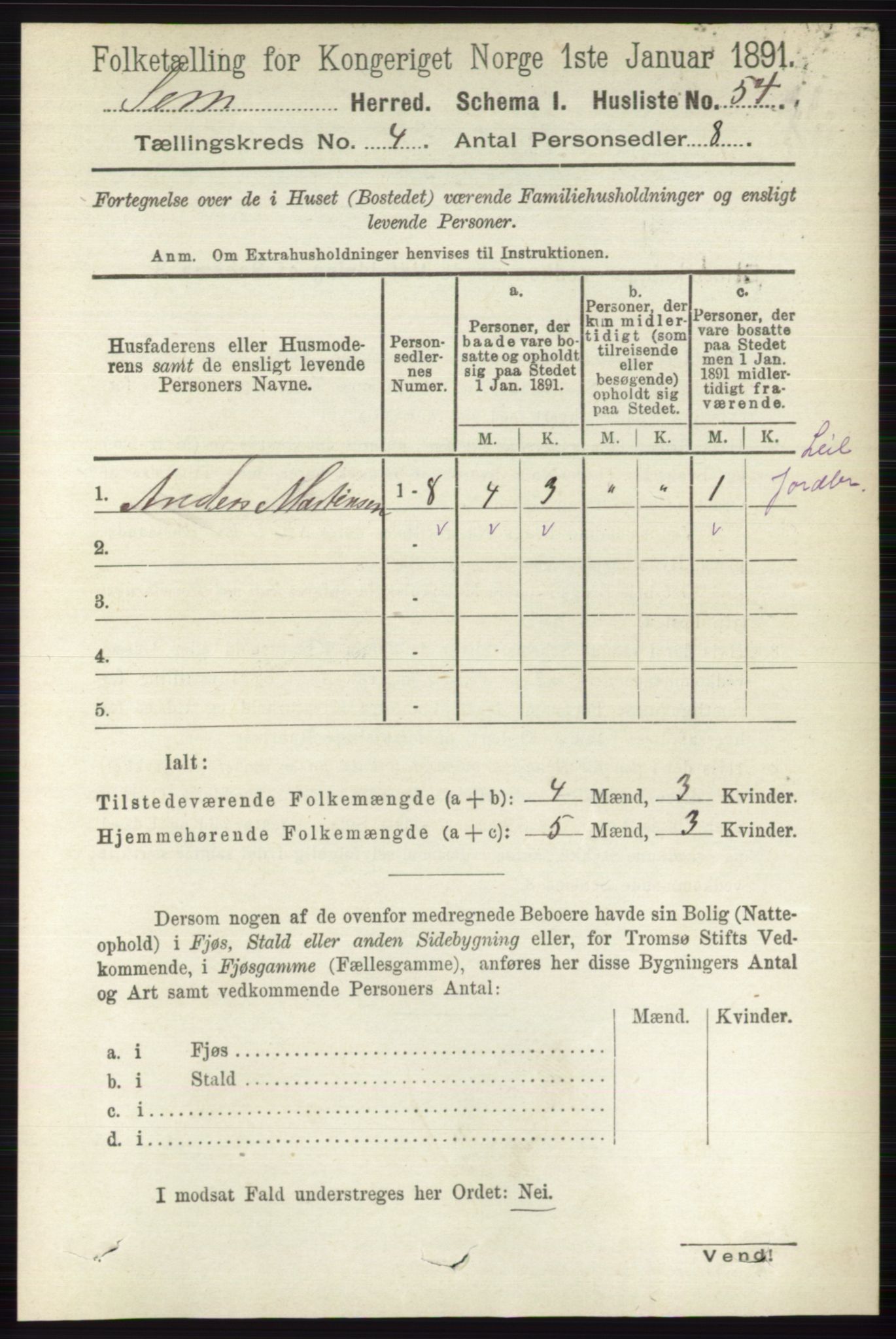 RA, Folketelling 1891 for 0721 Sem herred, 1891, s. 1533