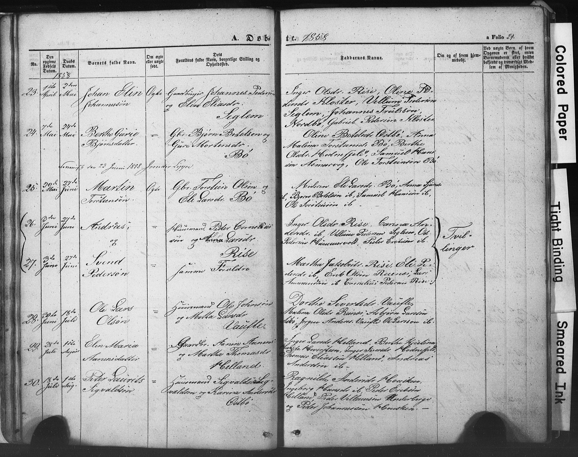 Rennesøy sokneprestkontor, AV/SAST-A -101827/H/Ha/Hab/L0002: Klokkerbok nr. B 2, 1852-1880, s. 29