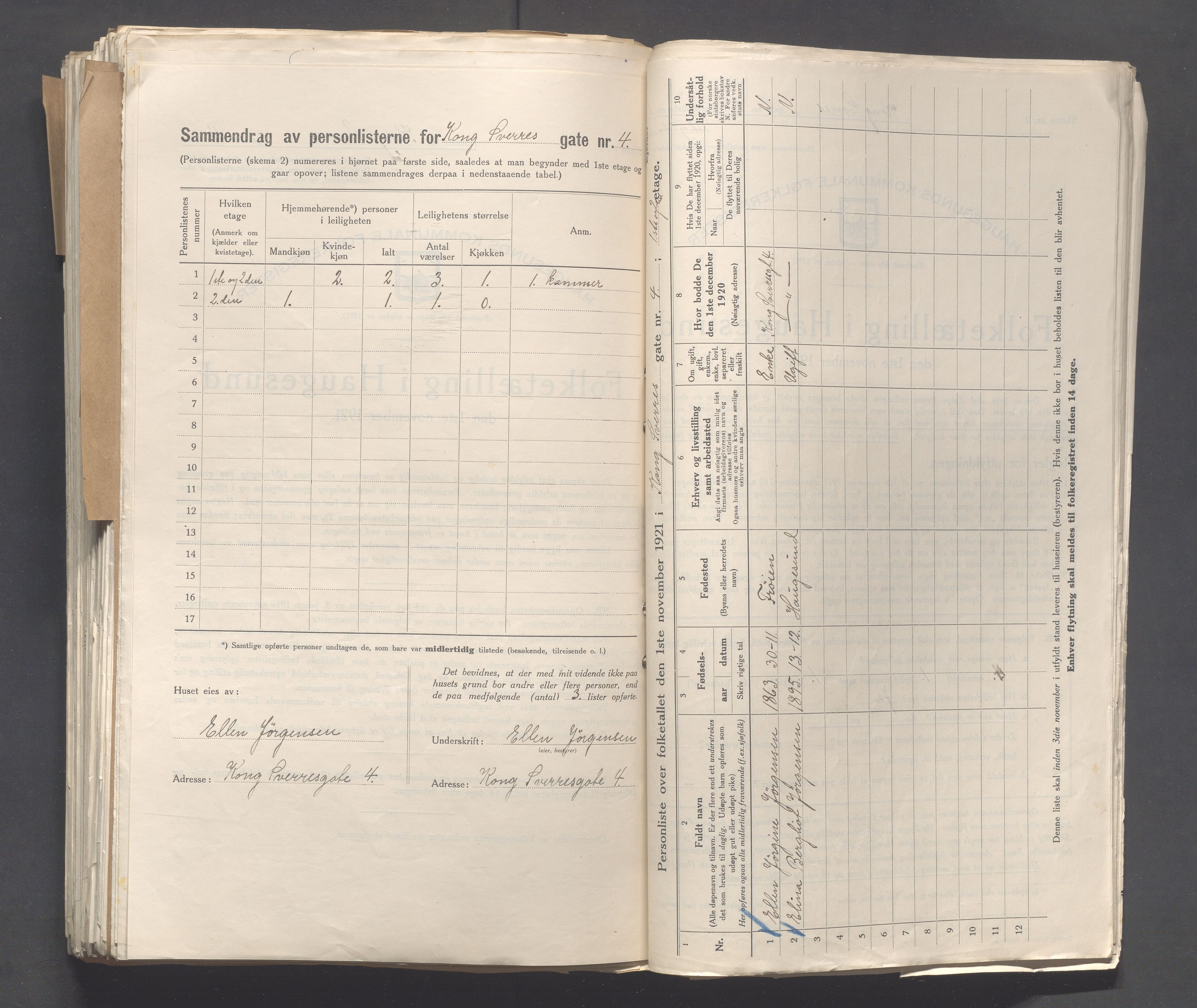IKAR, Kommunal folketelling 1.11.1921 for Haugesund, 1921, s. 2967