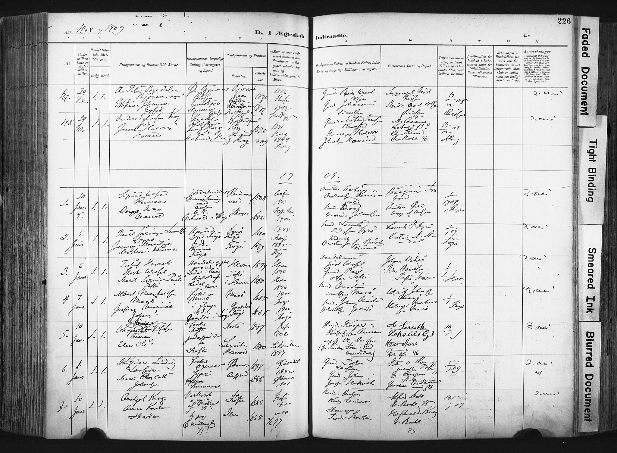 Ministerialprotokoller, klokkerbøker og fødselsregistre - Sør-Trøndelag, SAT/A-1456/604/L0201: Ministerialbok nr. 604A21, 1901-1911, s. 226