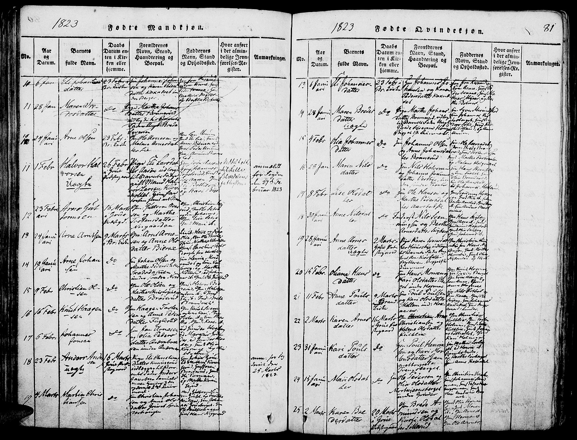 Grue prestekontor, SAH/PREST-036/H/Ha/Haa/L0006: Ministerialbok nr. 6, 1814-1830, s. 81