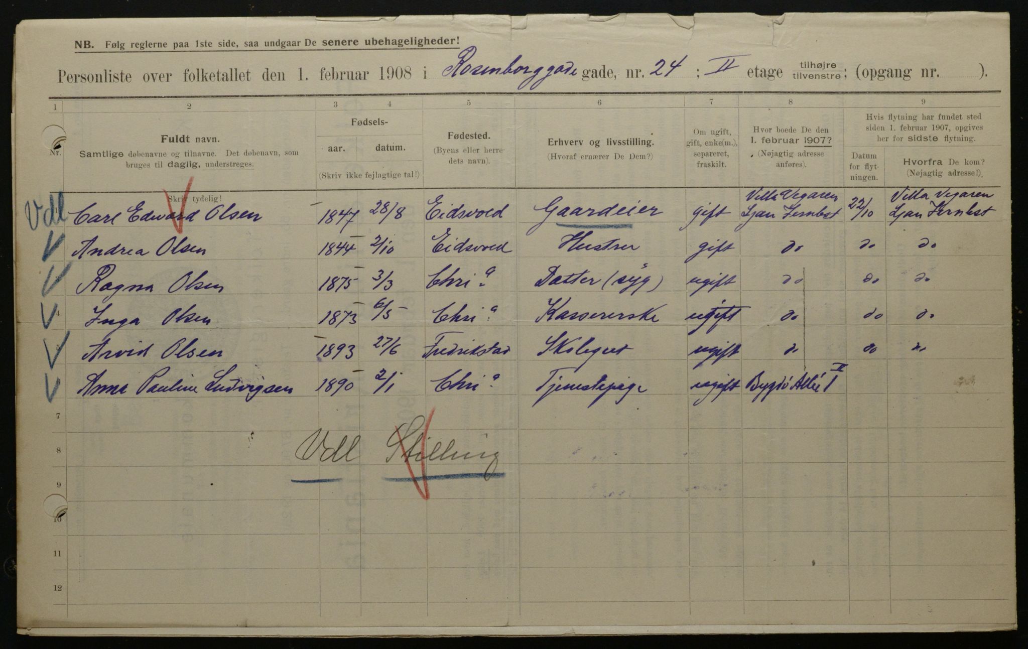 OBA, Kommunal folketelling 1.2.1908 for Kristiania kjøpstad, 1908, s. 75176