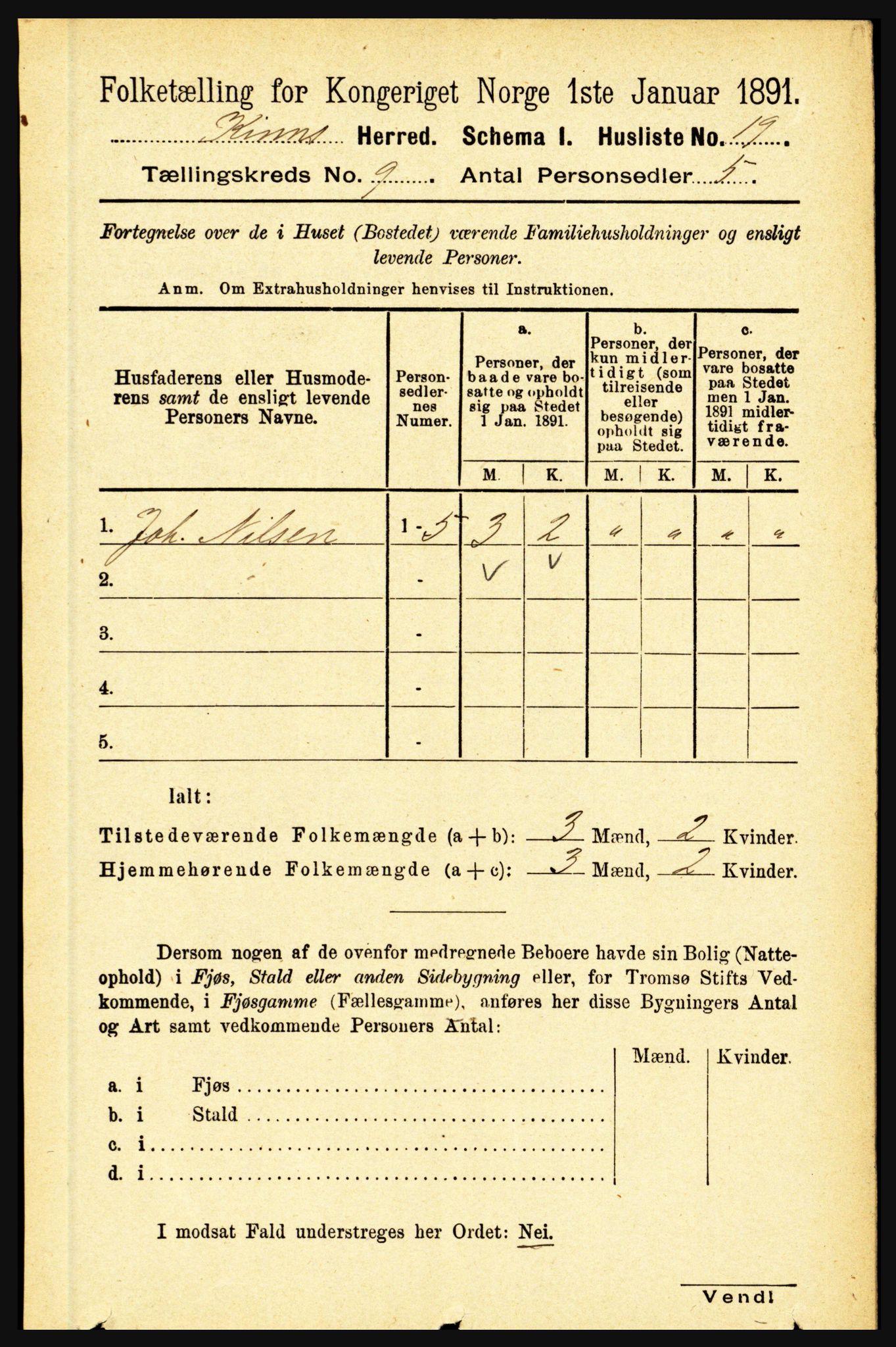 RA, Folketelling 1891 for 1437 Kinn herred, 1891, s. 3419