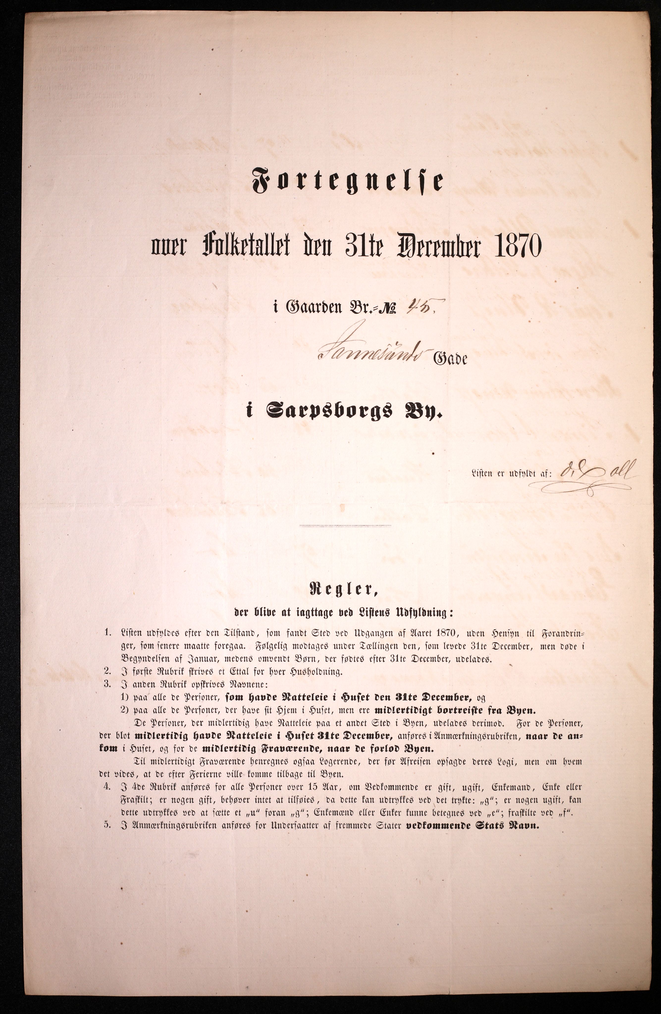RA, Folketelling 1870 for 0102 Sarpsborg kjøpstad, 1870, s. 309