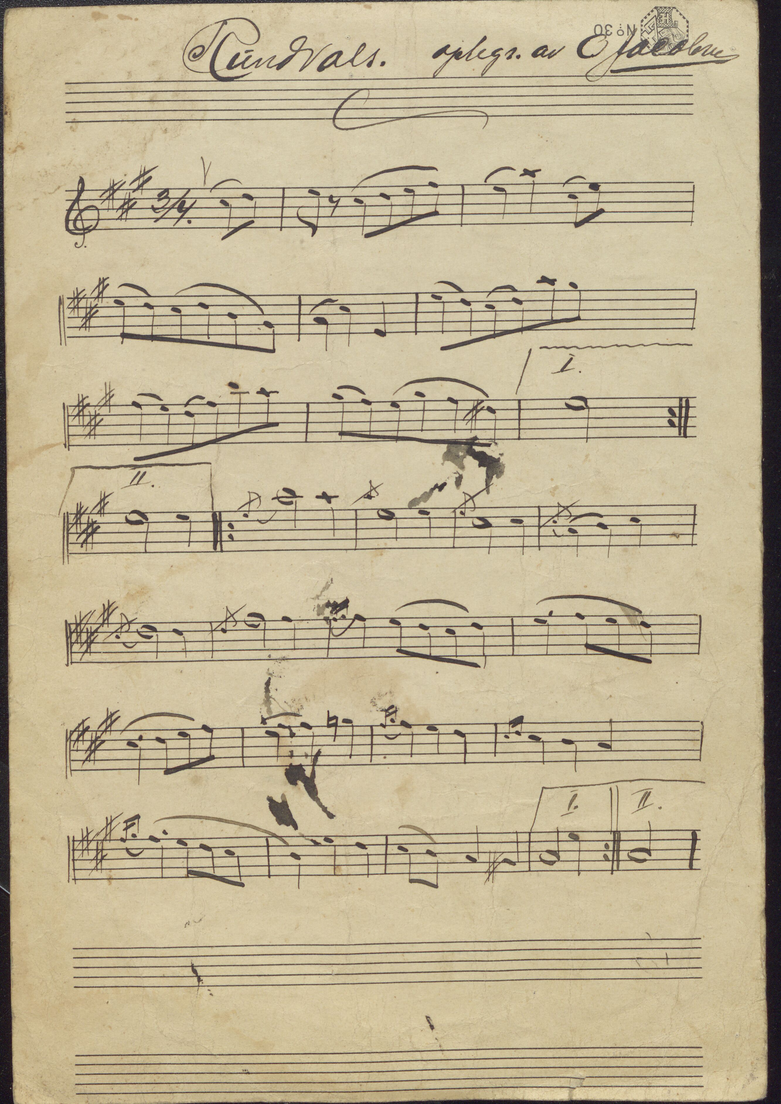 Sa 16 - Folkemusikk fra Vestfold, Gjerdesamlingen, VEMU/A-1868/K/L0001/0001/0005: Originalt håndskrevet notemateriale / Originalt håndskrevet notemateriale, 1900-1950