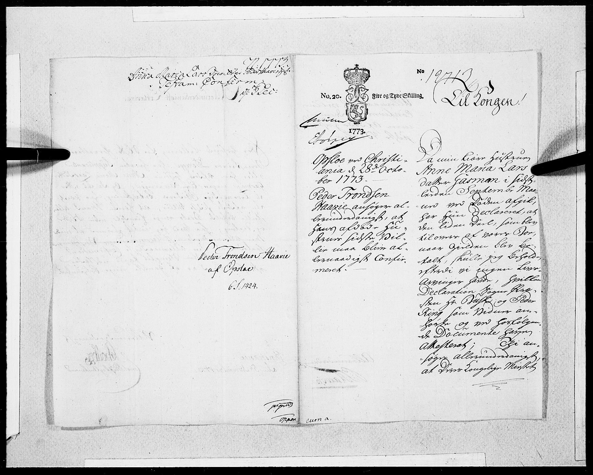 Danske Kanselli 1572-1799, AV/RA-EA-3023/F/Fc/Fcc/Fcca/L0210: Norske innlegg 1572-1799, 1773, s. 489