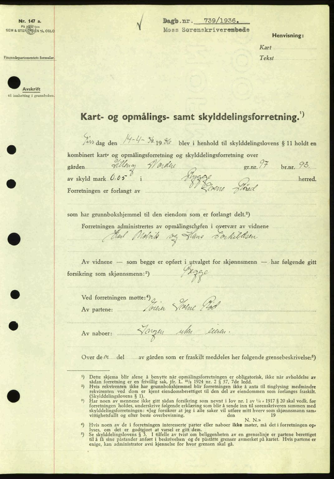 Moss sorenskriveri, SAO/A-10168: Pantebok nr. A1, 1936-1936, Dagboknr: 739/1936