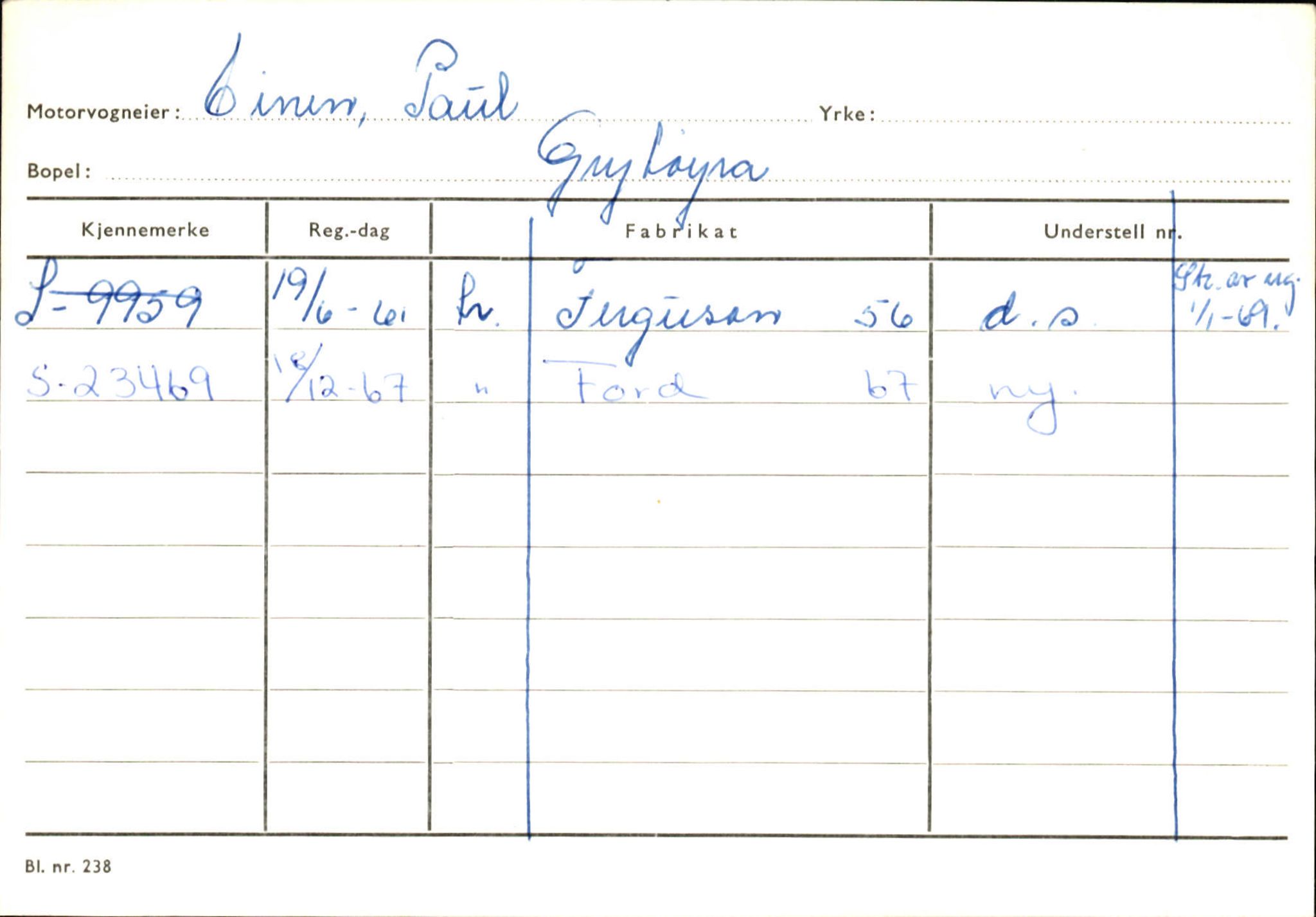 Statens vegvesen, Sogn og Fjordane vegkontor, AV/SAB-A-5301/4/F/L0132: Eigarregister Askvoll A-Å. Balestrand A-Å, 1945-1975, s. 209