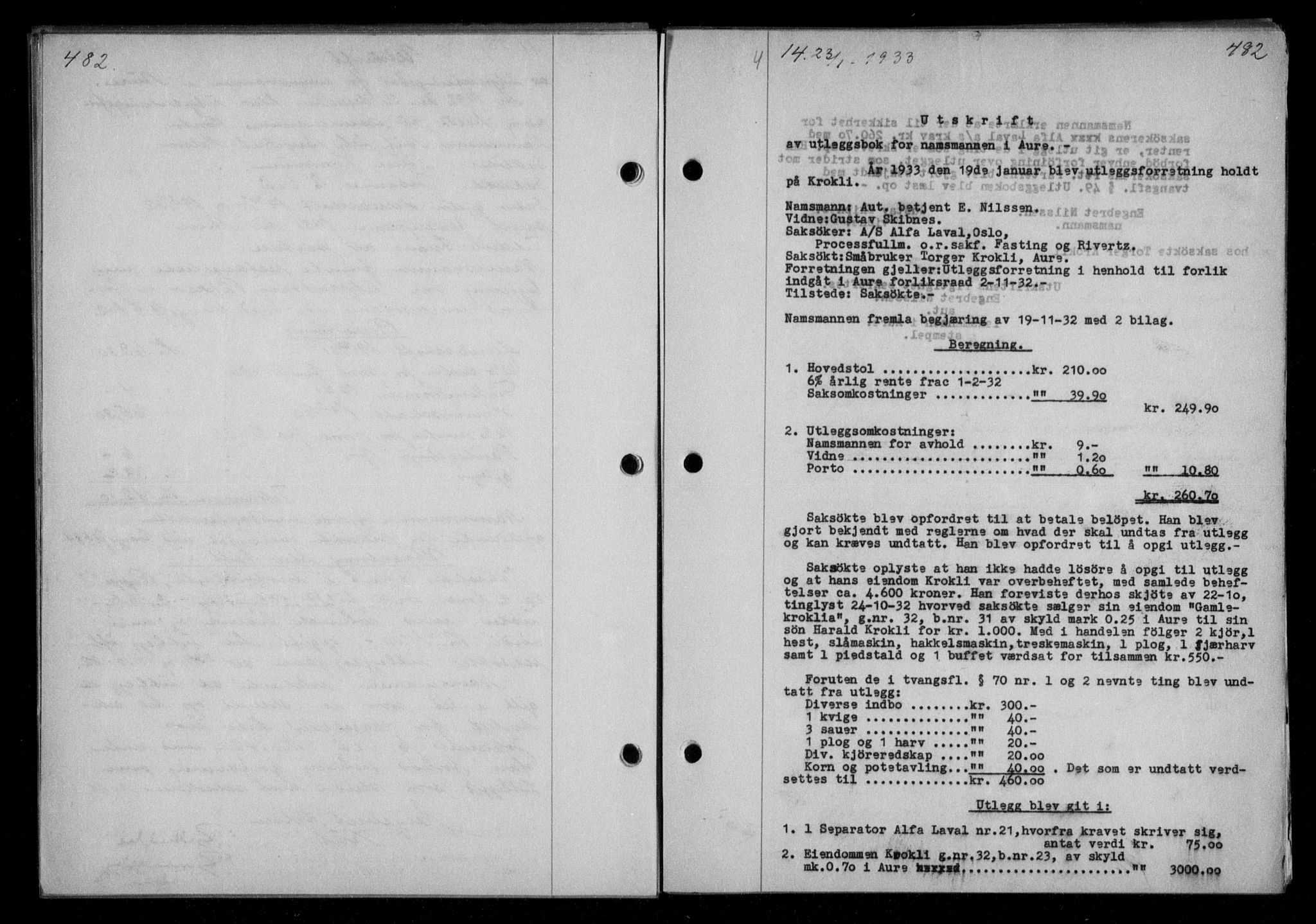 Nordmøre sorenskriveri, AV/SAT-A-4132/1/2/2Ca/L0076: Pantebok nr. 66, 1932-1933, Tingl.dato: 23.01.1933