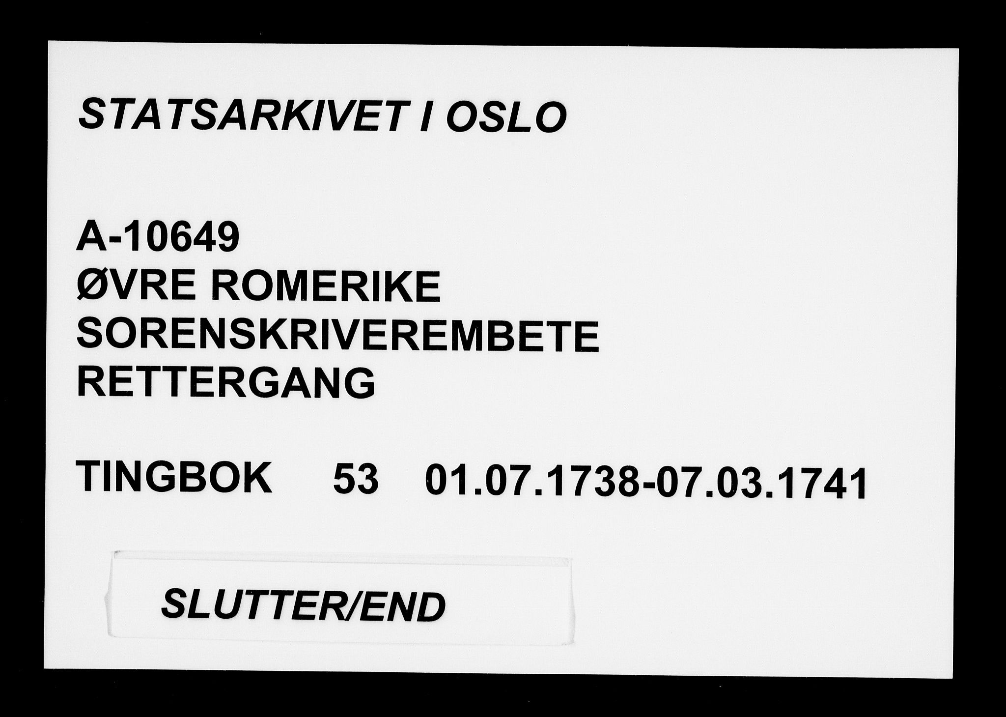 Øvre Romerike sorenskriveri, AV/SAO-A-10649/F/Fb/L0053: Tingbok 53, 1738-1741