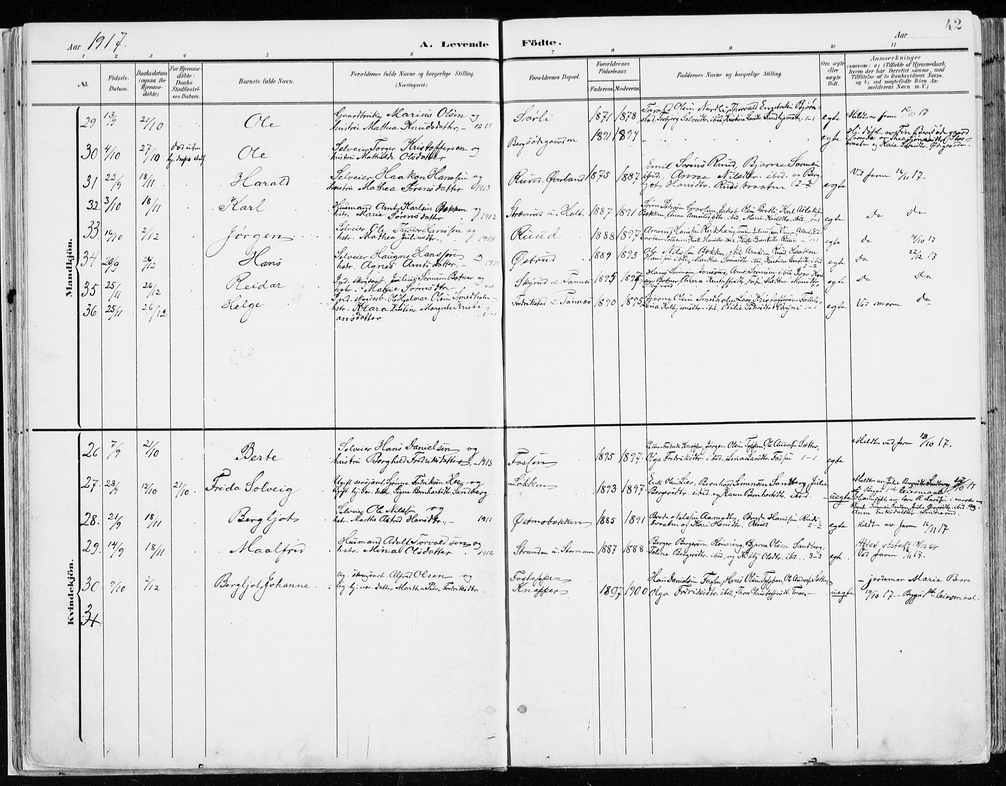 Nord-Odal prestekontor, SAH/PREST-032/H/Ha/Haa/L0009: Ministerialbok nr. 9, 1902-1926, s. 42