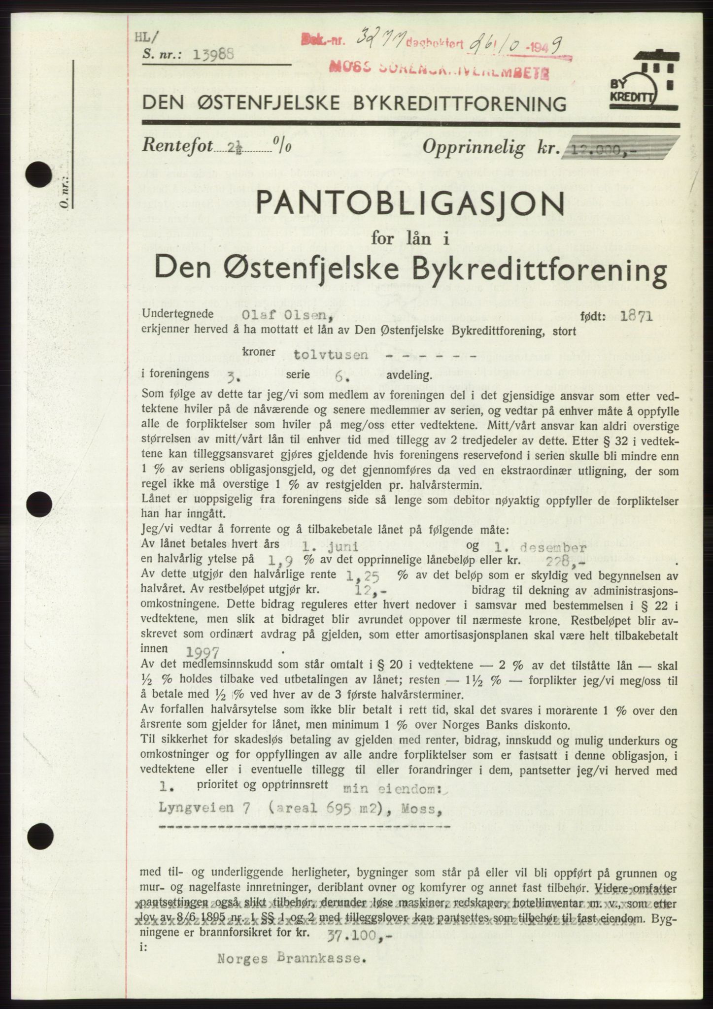 Moss sorenskriveri, SAO/A-10168: Pantebok nr. B23, 1949-1950, Dagboknr: 3277/1949
