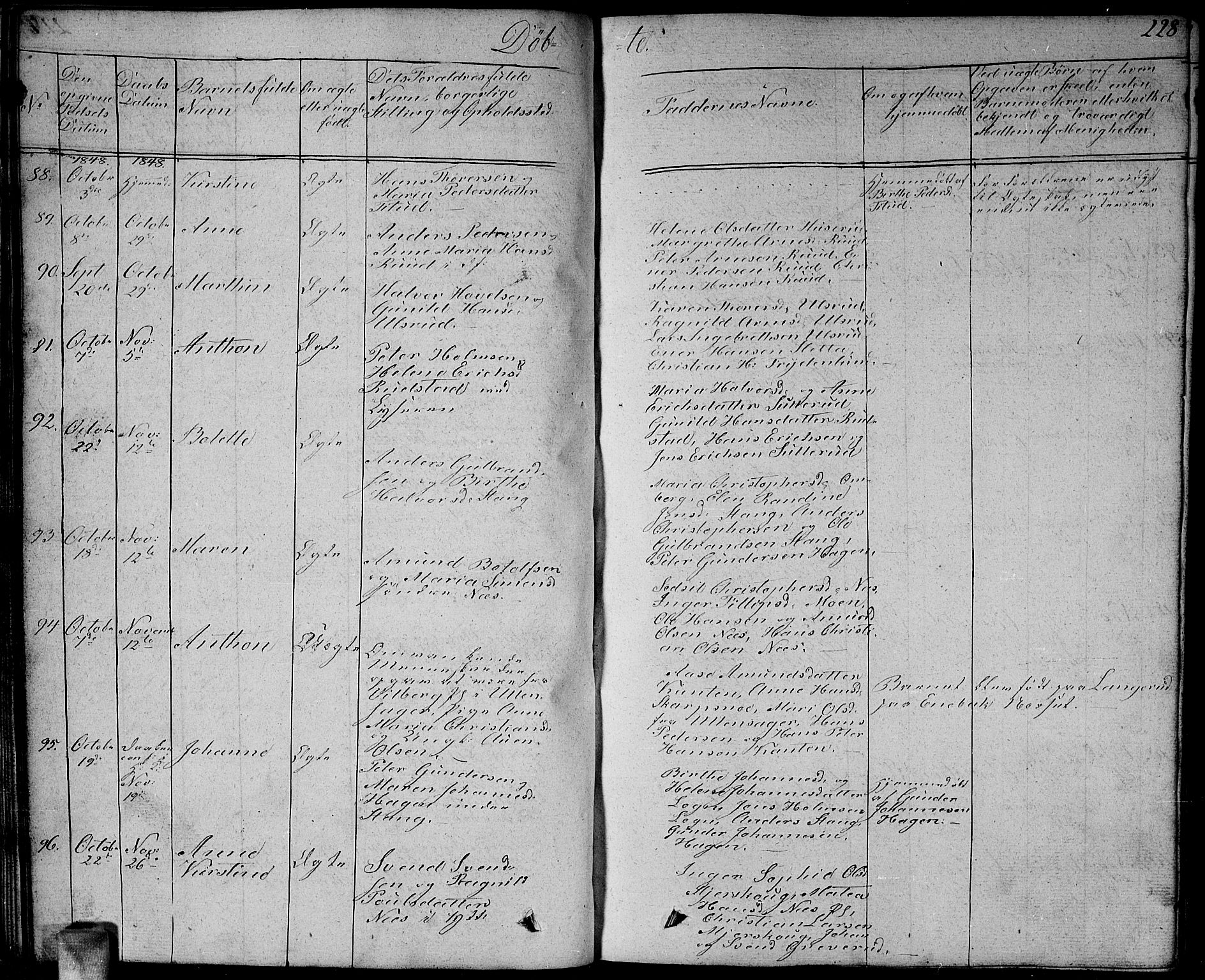 Enebakk prestekontor Kirkebøker, AV/SAO-A-10171c/G/Ga/L0003: Klokkerbok nr. I 3, 1833-1849, s. 228