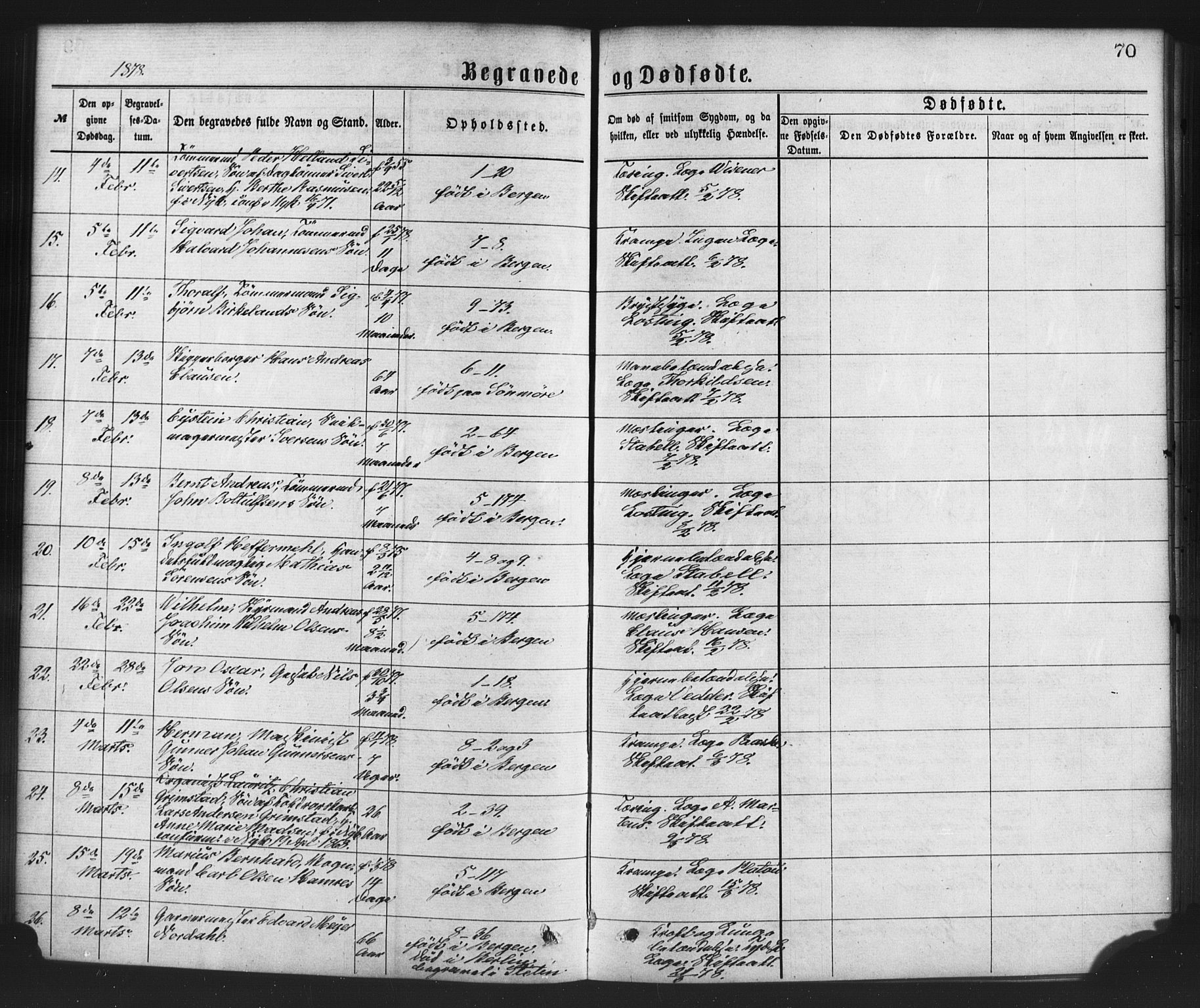 Nykirken Sokneprestembete, AV/SAB-A-77101/H/Haa/L0043: Ministerialbok nr. E 3, 1869-1882, s. 70