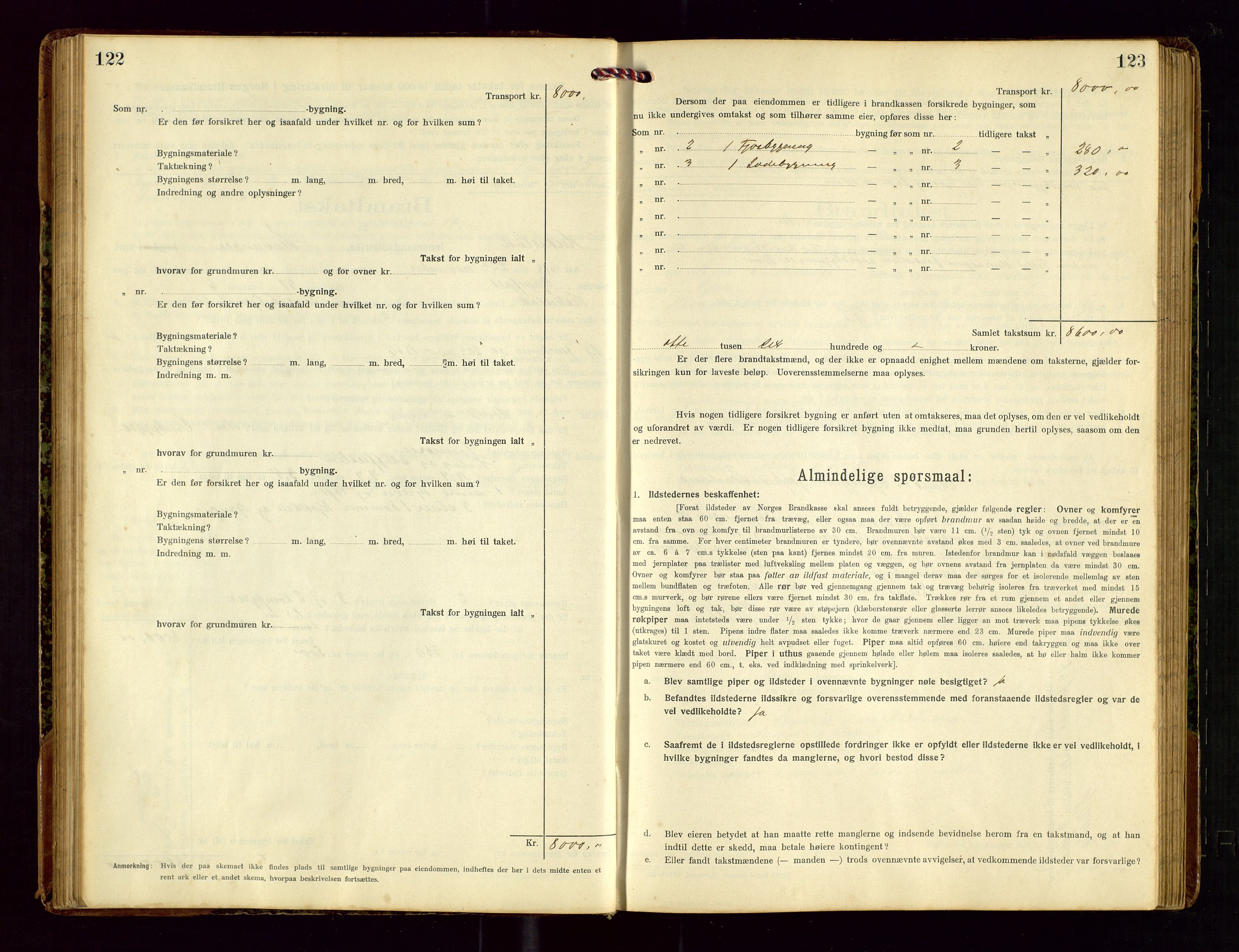 Heskestad lensmannskontor, SAST/A-100304/Gob/L0002: "Brandtakstprotokol", 1915-1922, s. 122-123