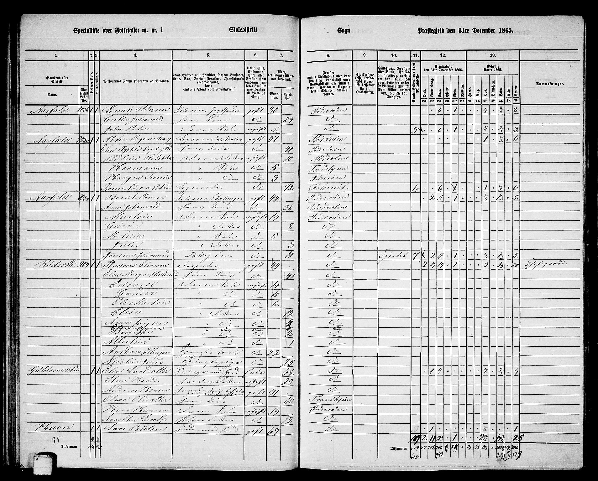 RA, Folketelling 1865 for 1729P Inderøy prestegjeld, 1865, s. 31