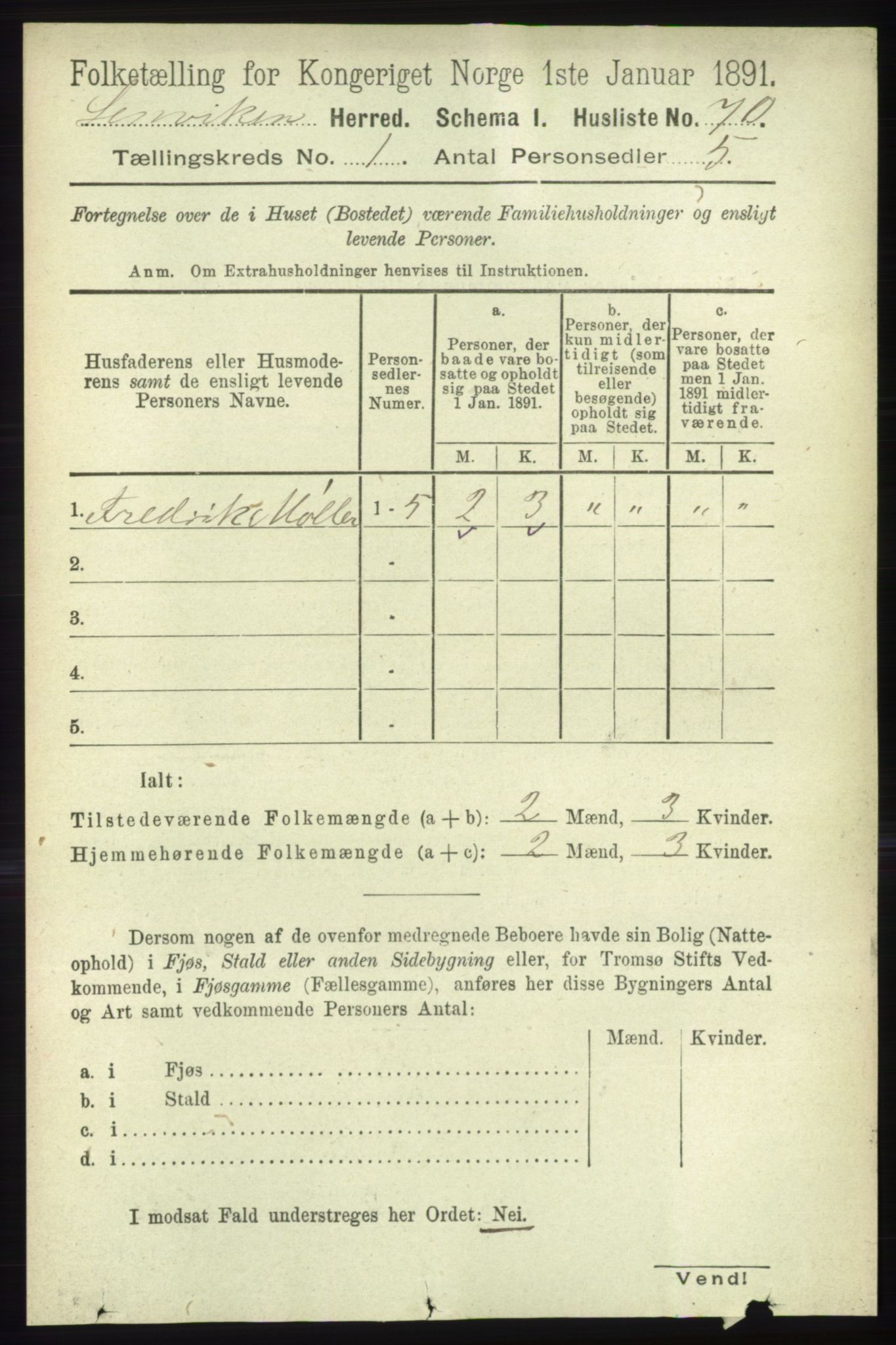RA, Folketelling 1891 for 1931 Lenvik herred, 1891, s. 93