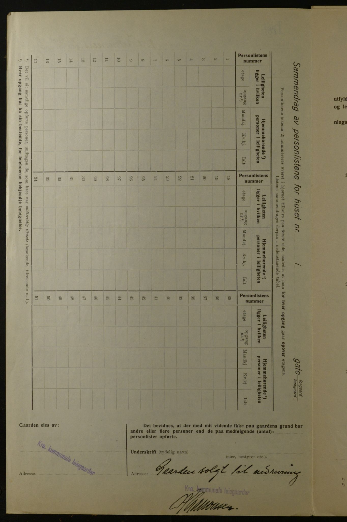 OBA, Kommunal folketelling 1.12.1923 for Kristiania, 1923, s. 143127