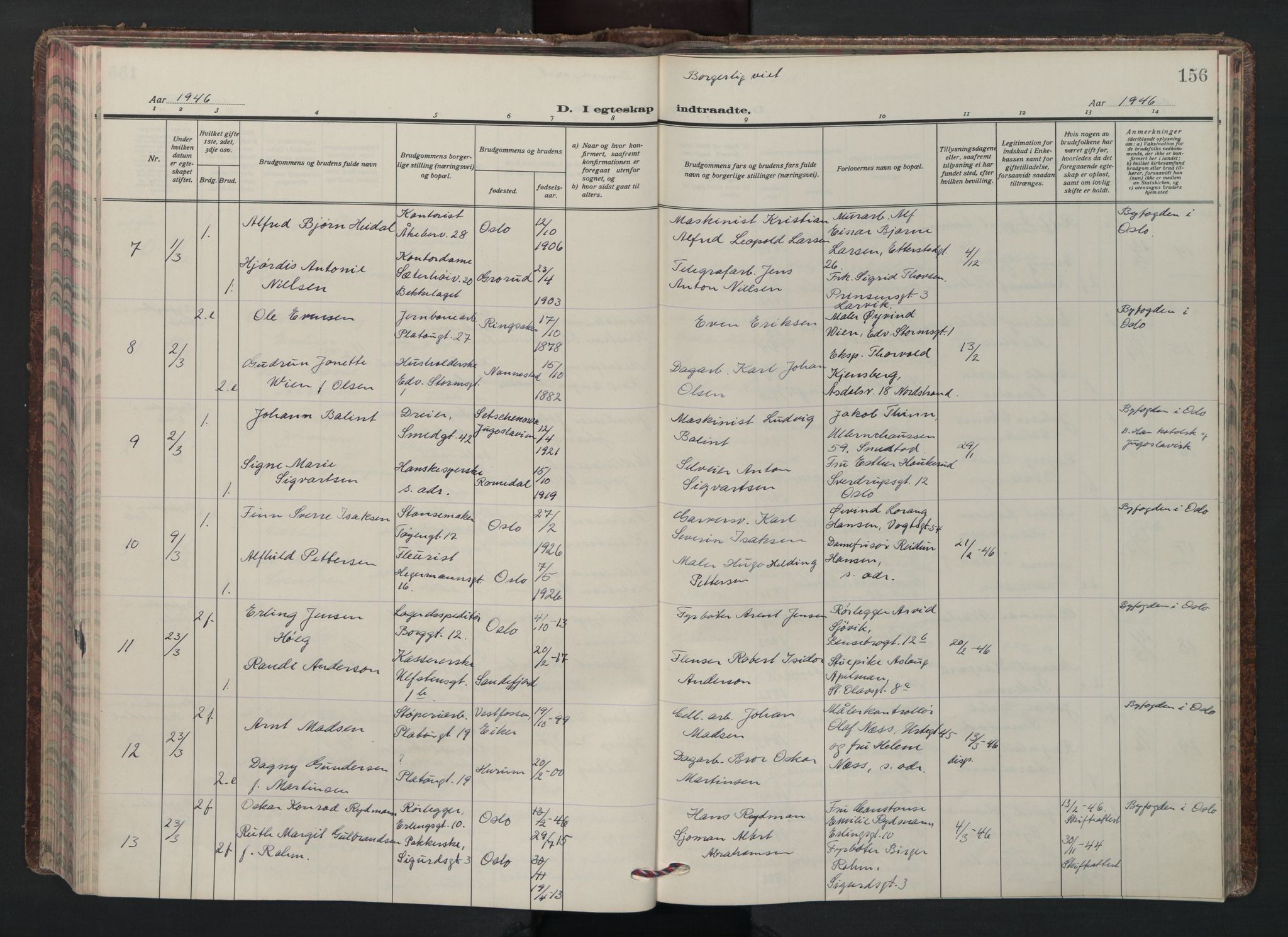 Grønland prestekontor Kirkebøker, AV/SAO-A-10848/F/Fa/L0020: Ministerialbok nr. 20, 1935-1946, s. 156