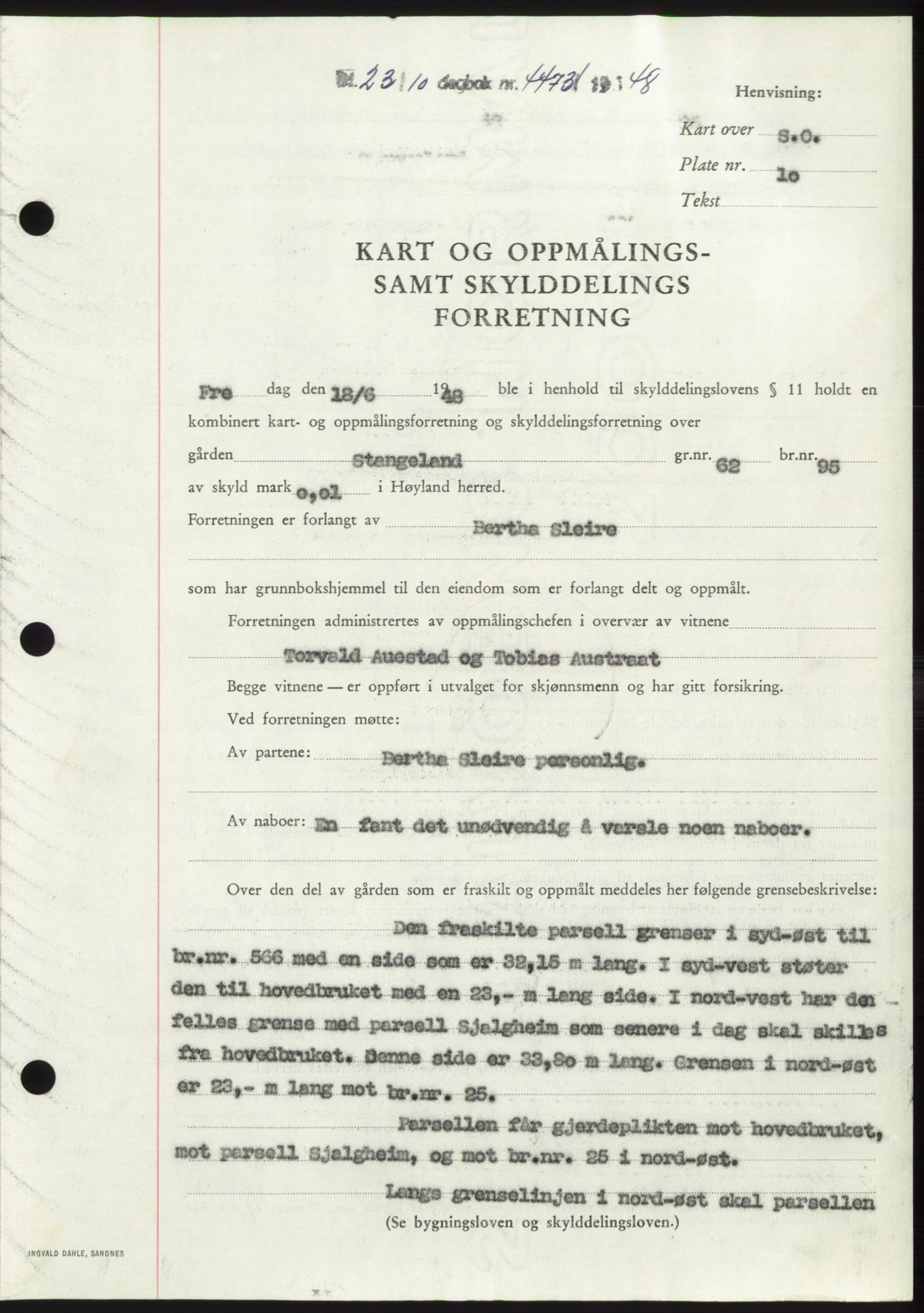 Jæren sorenskriveri, SAST/A-100310/03/G/Gba/L0100: Pantebok, 1948-1948, Dagboknr: 4473/1948