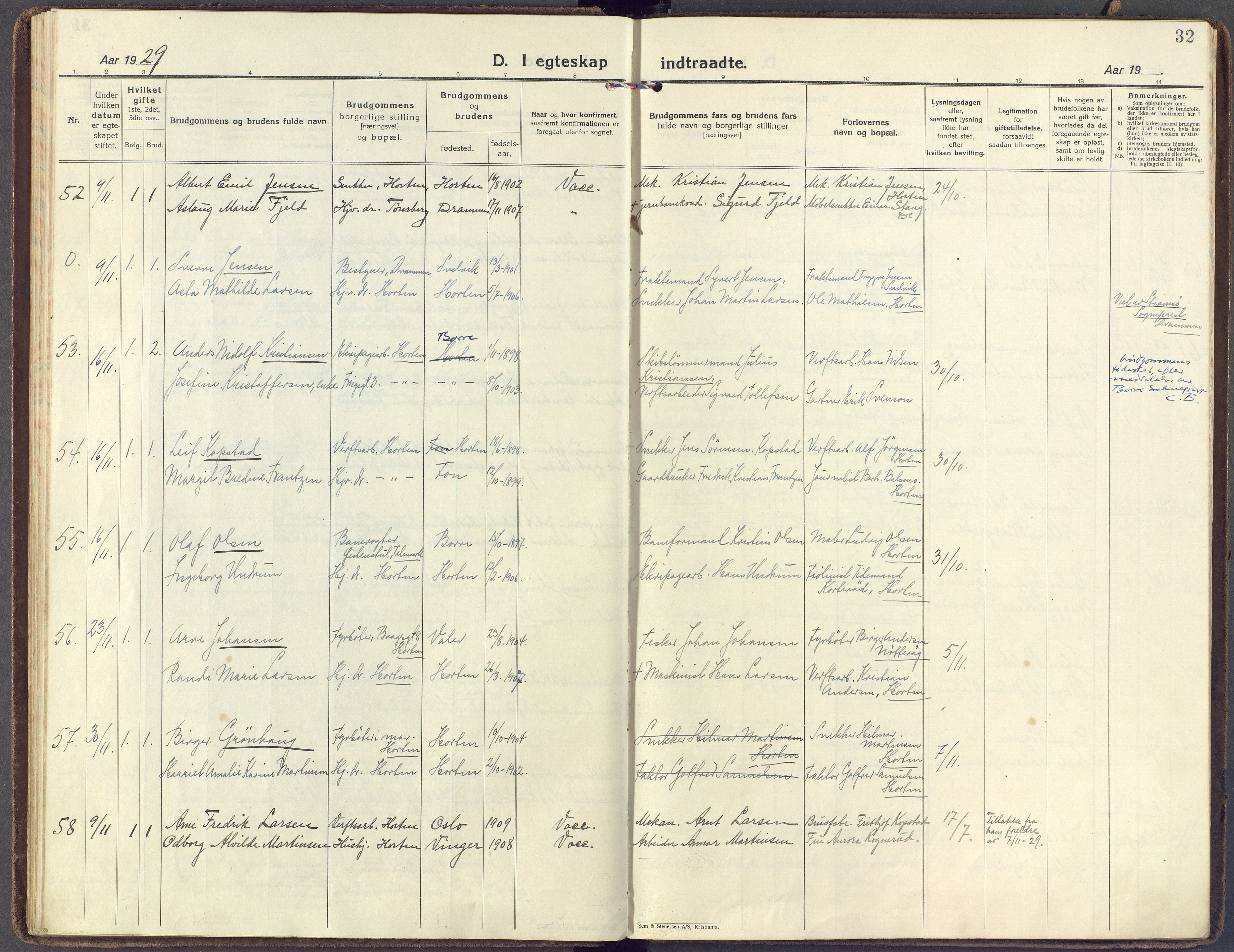 Horten kirkebøker, AV/SAKO-A-348/F/Fa/L0009: Ministerialbok nr. 9, 1925-1936, s. 32